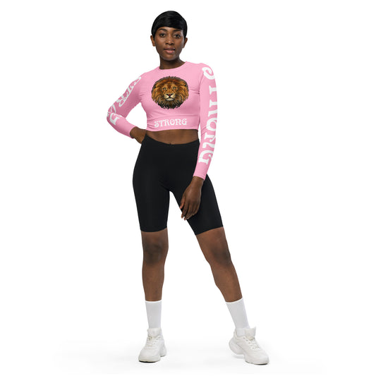 “STRONG” Cotton Candy Long-Sleeve Crop Top W/White Font