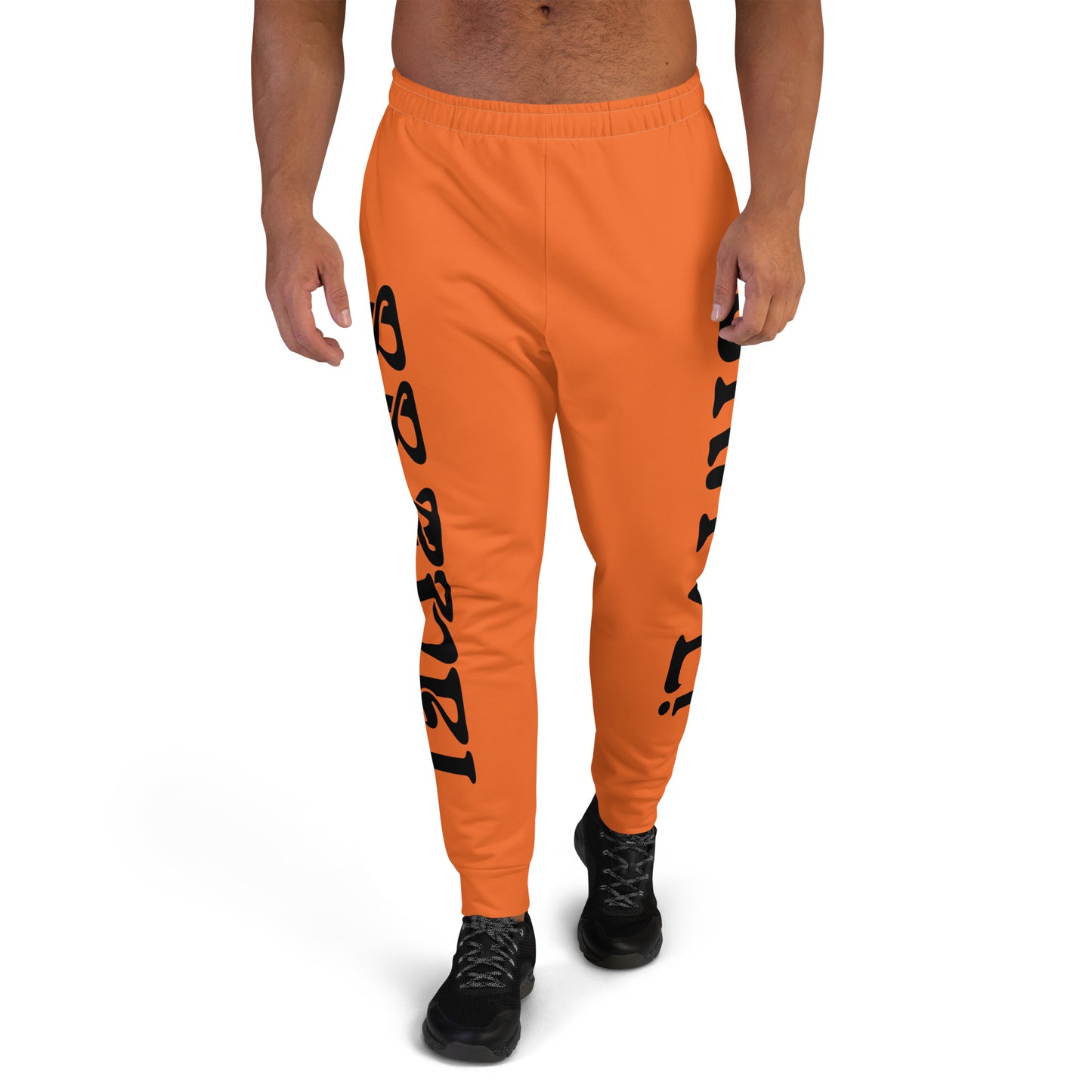 “BRAVE!”Men's Orange Joggers W/Black Font