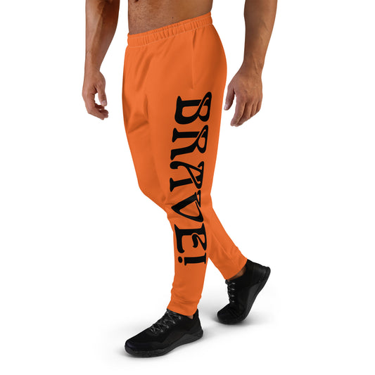 “BRAVE!”Men's Orange Joggers W/Black Font