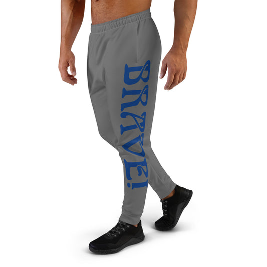 “BRAVE!”Men's Grey Joggers W/Blue Font