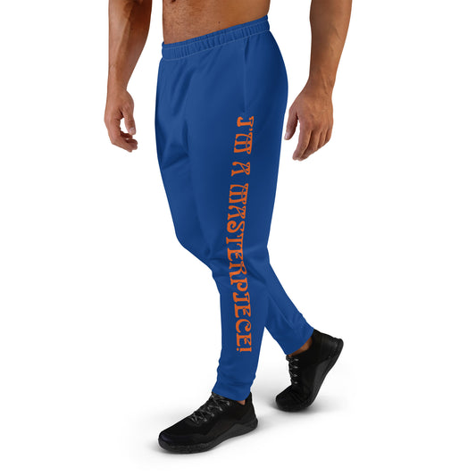 “I’M A MASTERPIECE!”Men's Blue Joggers W/Orange Font