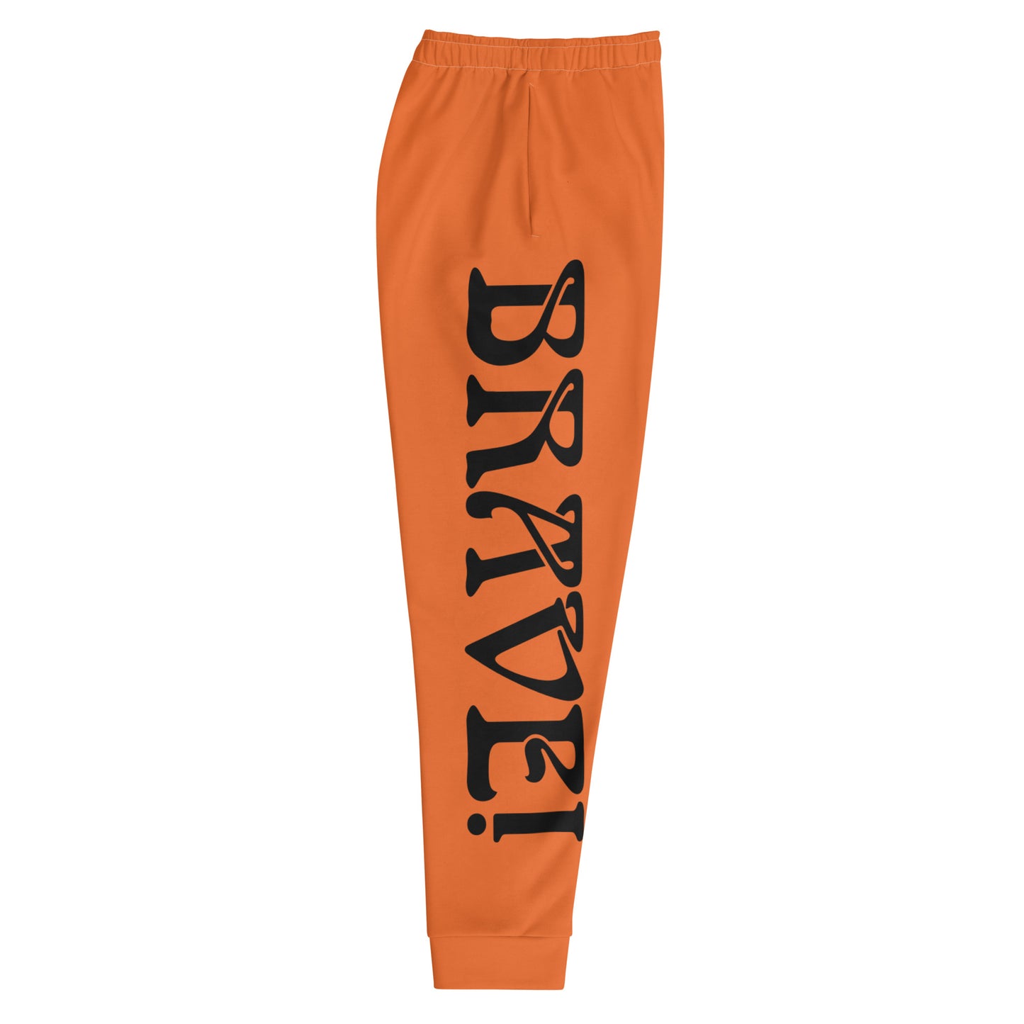 “BRAVE!”Men's Orange Joggers W/Black Font