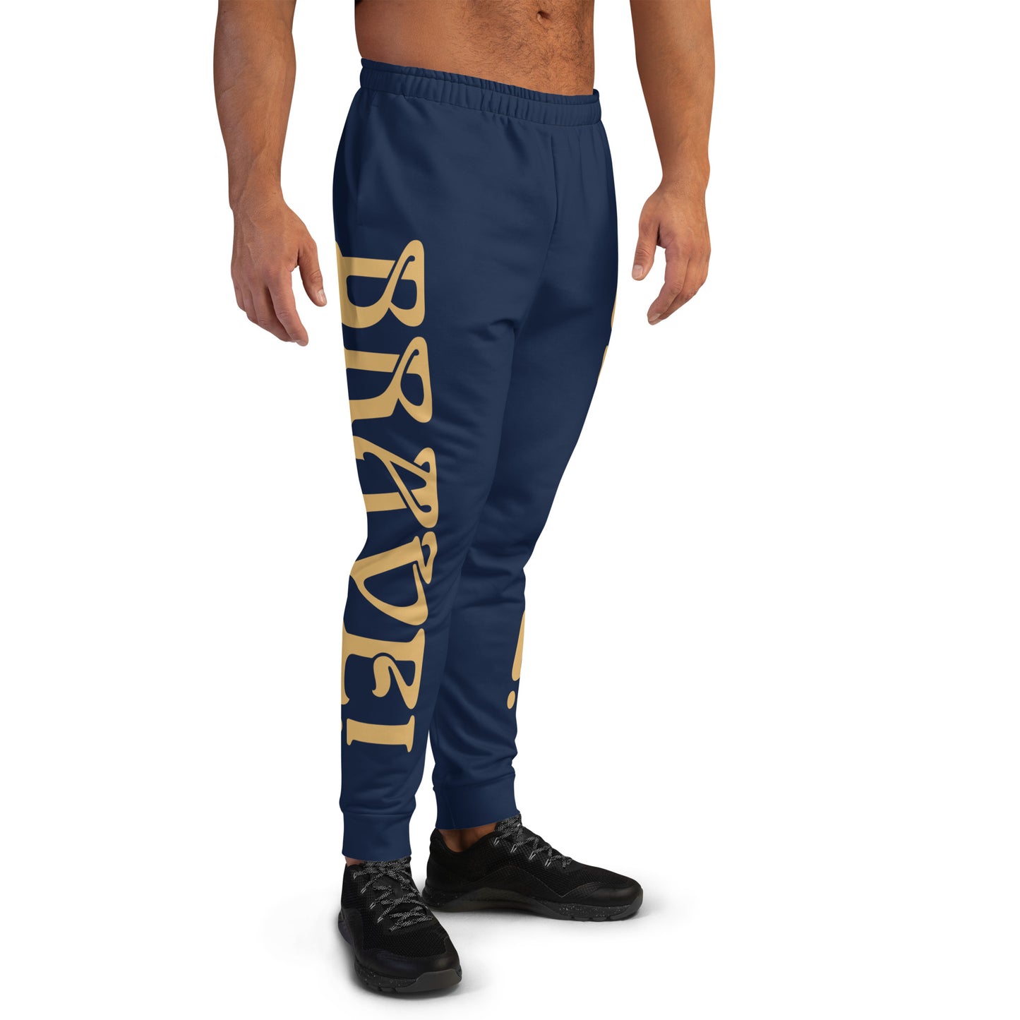 “BRAVE!”Men's Navy Joggers W/Fawn Font