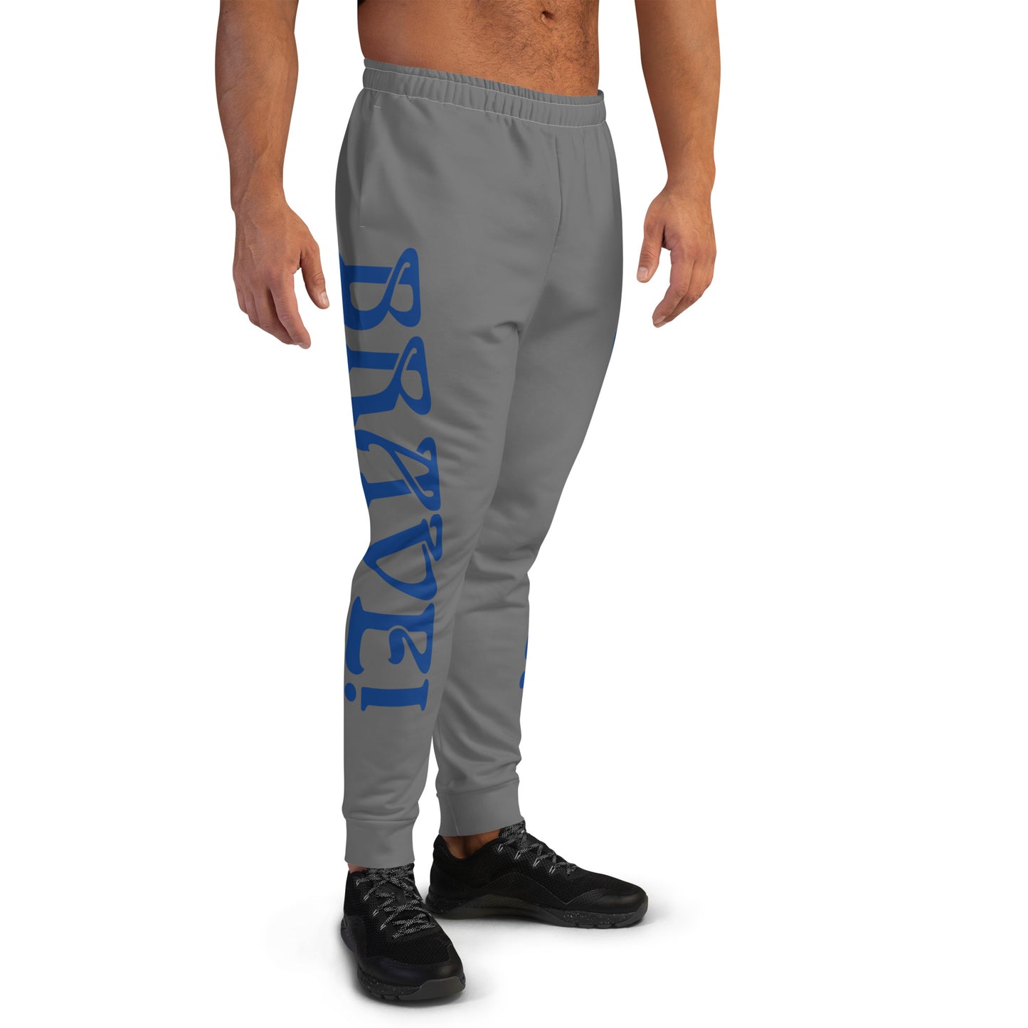 “BRAVE!”Men's Grey Joggers W/Blue Font