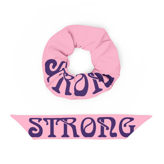 “STRONG”Cotton Candy Recycled Scrunchie W/Purple Font