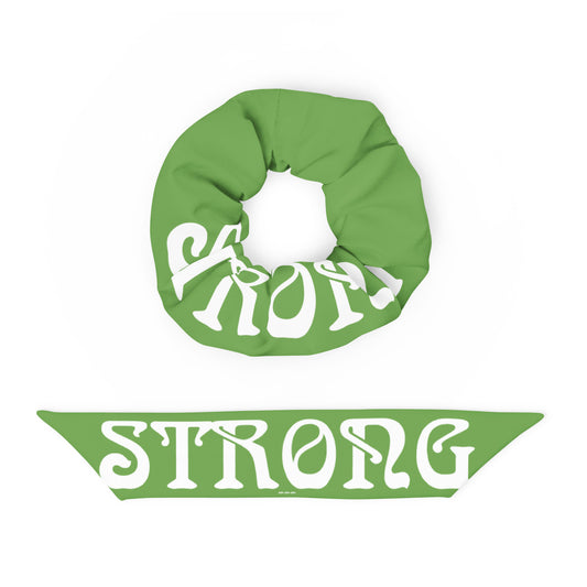 “STRONG”Green Recycled Scrunchie W/White Font