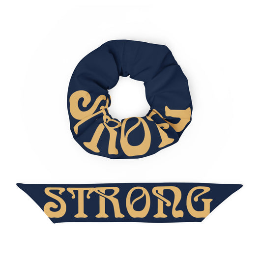 “STRONG”Navy Recycled Scrunchie W/Fawn Font