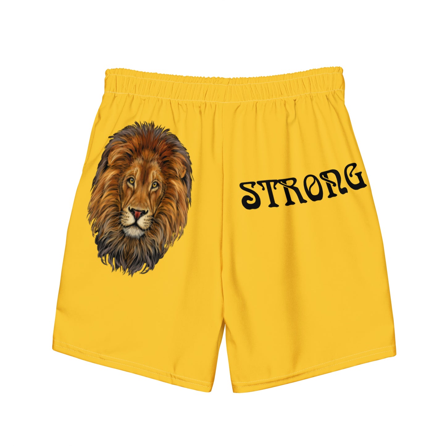 “STRONG” Yellow Men's Swim Trunks W/Black Font