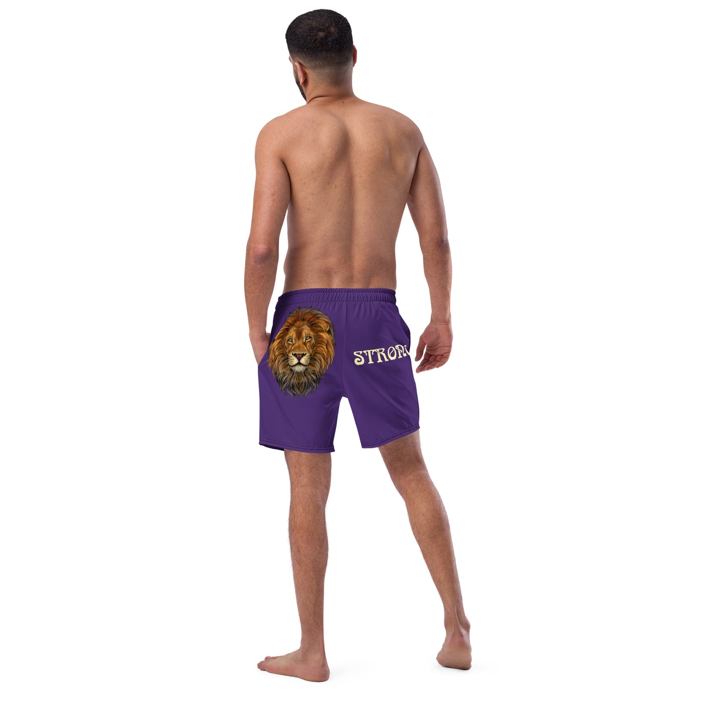 “STRONG” Purple Men's Swim Trunks W/Banana Font