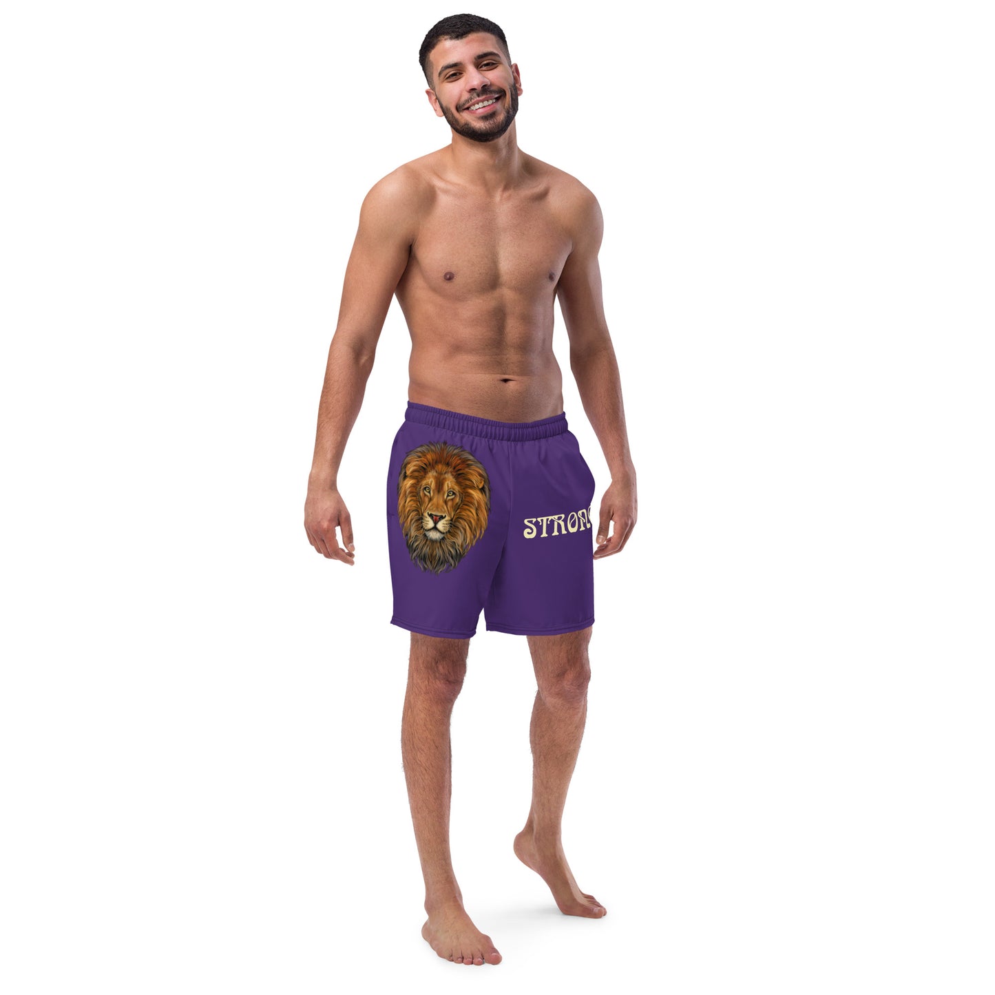 “STRONG” Purple Men's Swim Trunks W/Banana Font