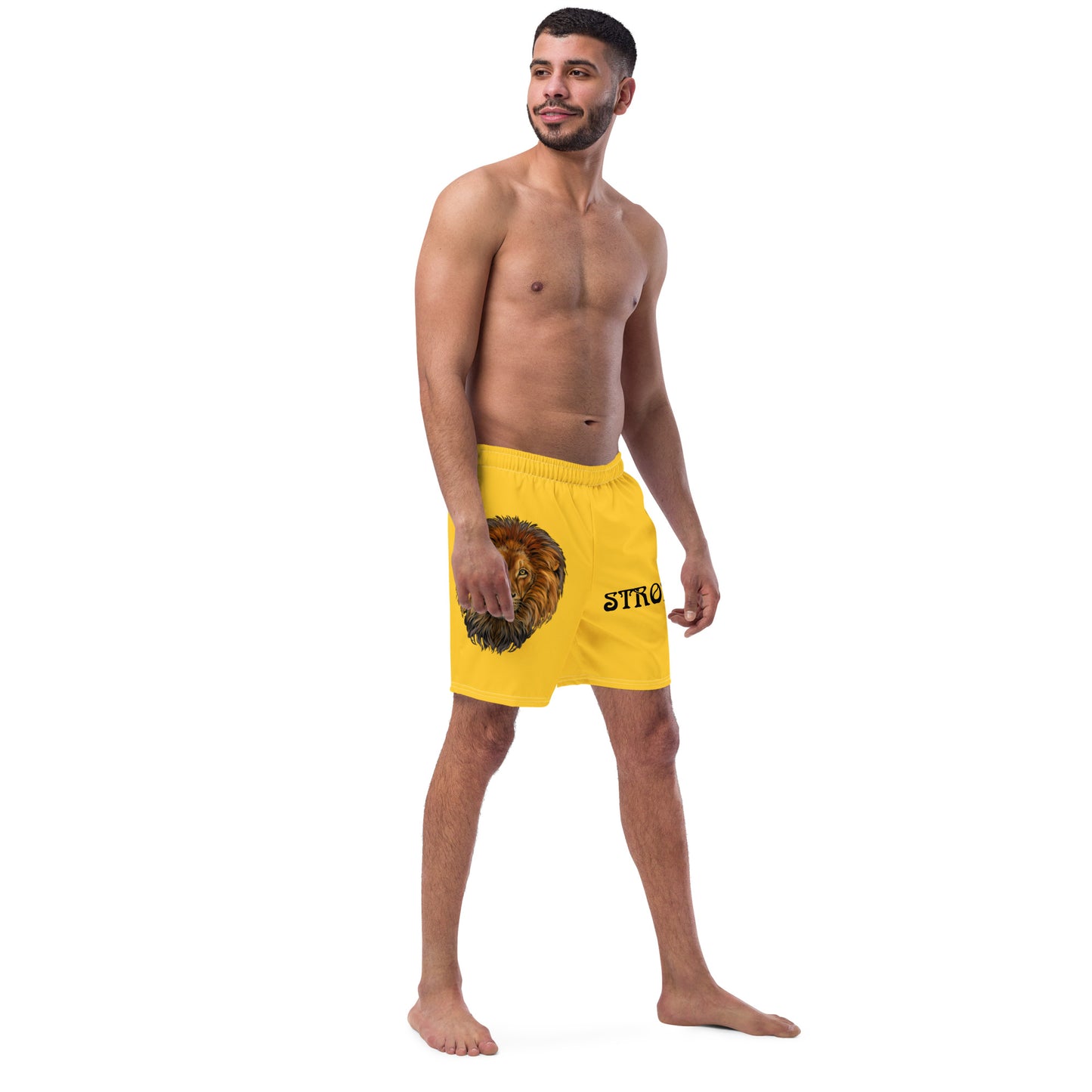 “STRONG” Yellow Men's Swim Trunks W/Black Font