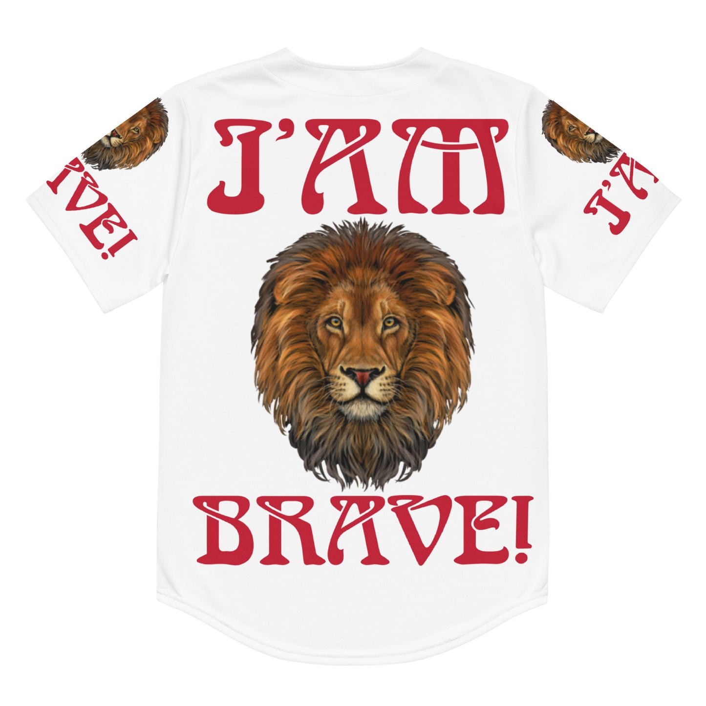 “I’AM BRAVE!” White Unisex Baseball Jersey W/Red Font