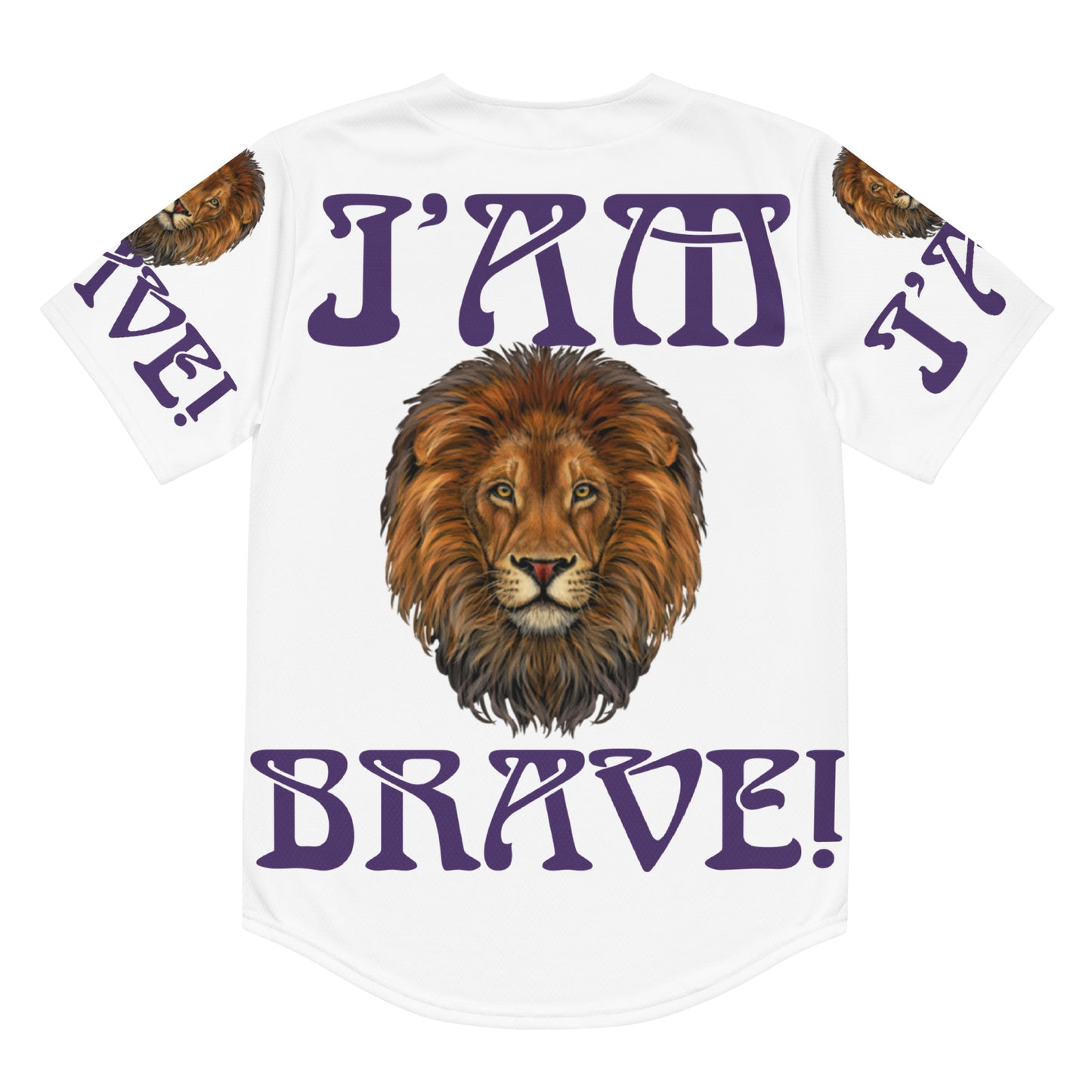 “I’AM BRAVE!” White Unisex Baseball Jersey W/Purple Font