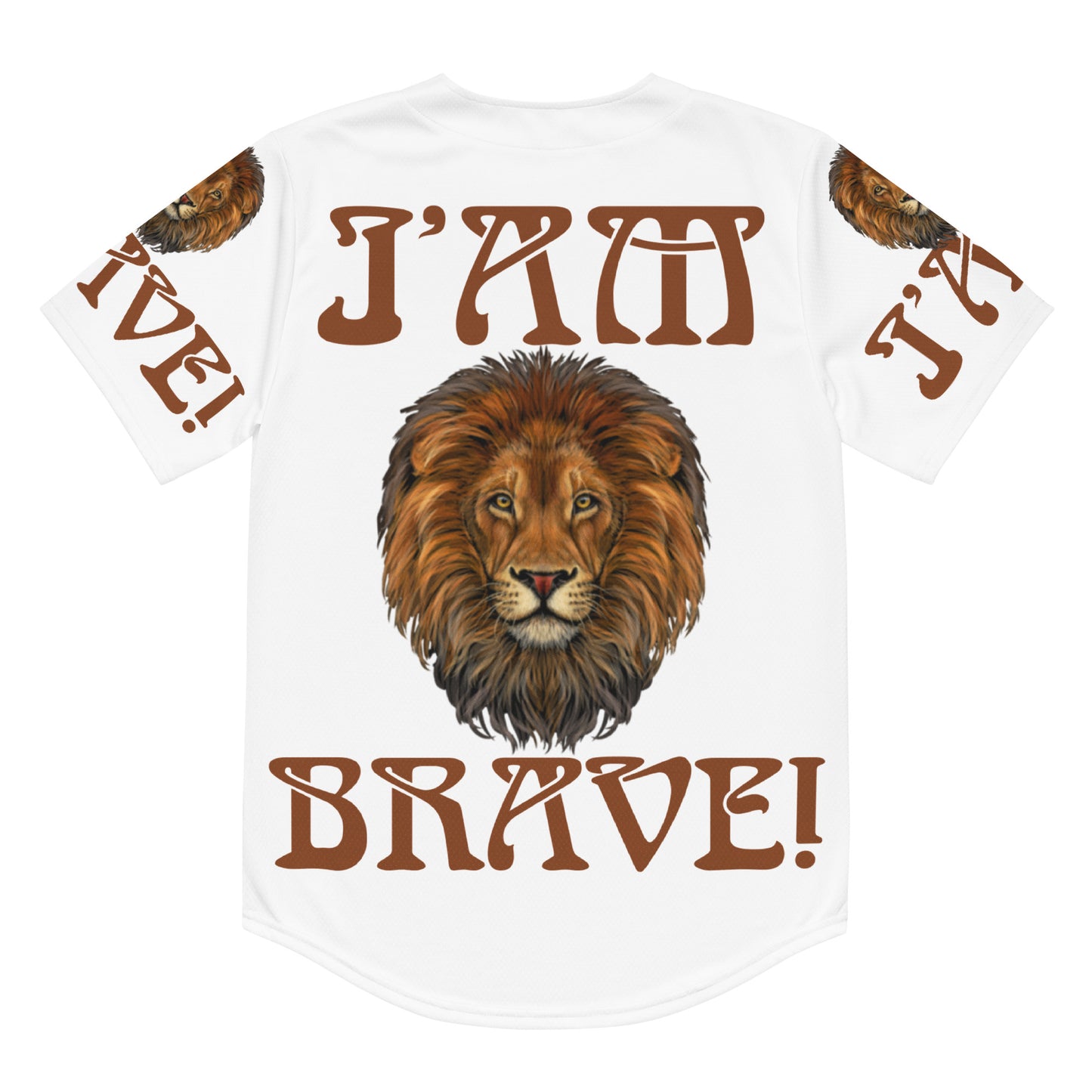 “I’AM BRAVE!” White Unisex Baseball Jersey W/Brown Font