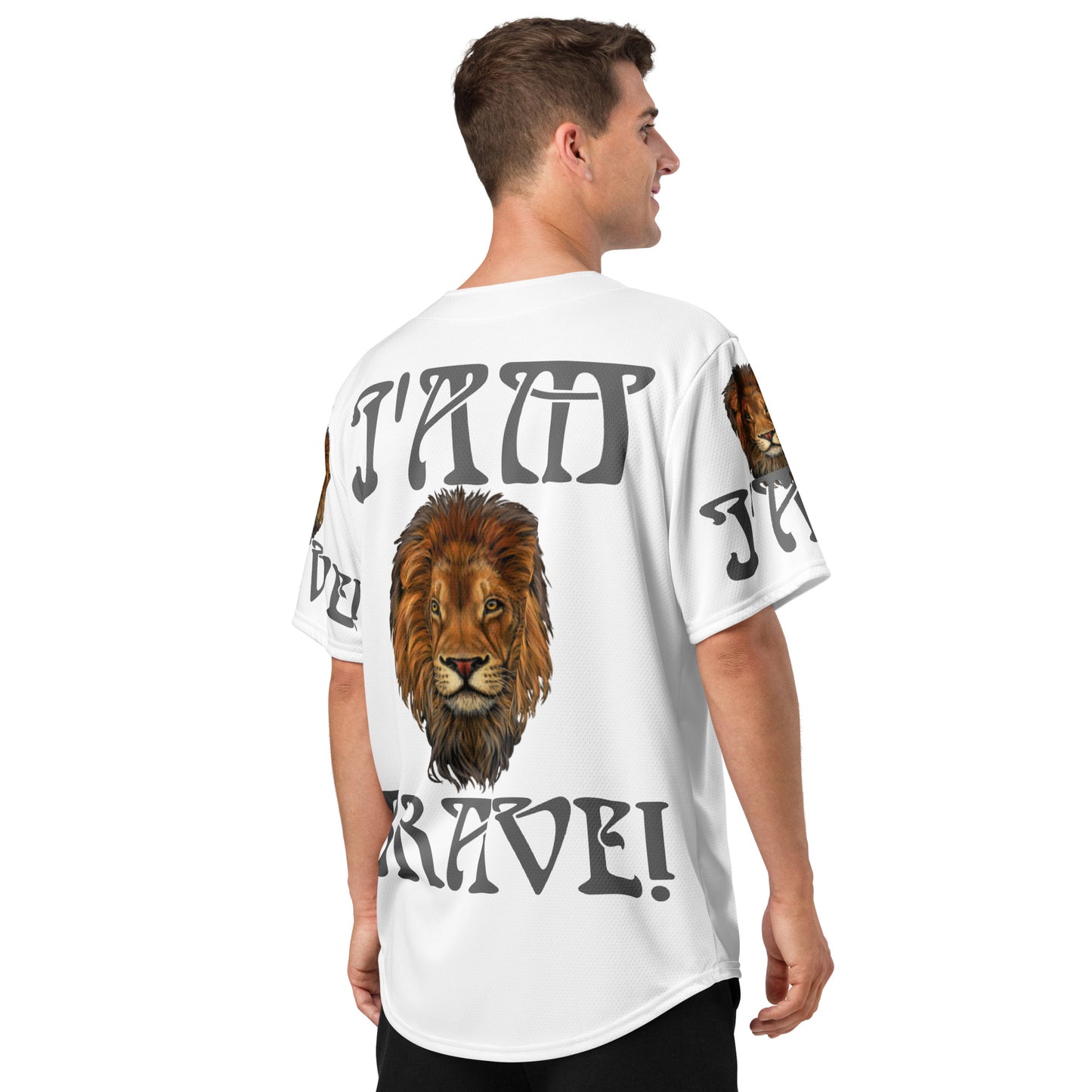 “I’AM BRAVE!” White Unisex Baseball Jersey W/Grey Font