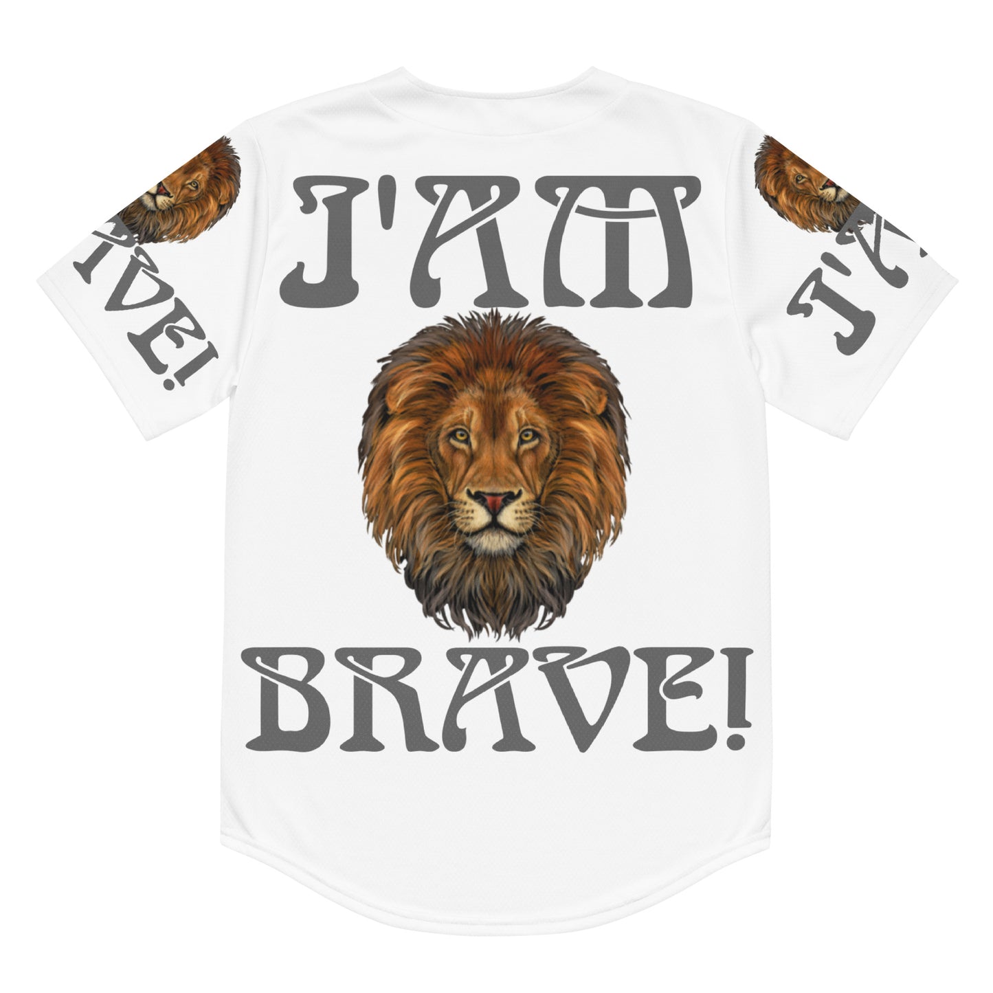 “I’AM BRAVE!” White Unisex Baseball Jersey W/Grey Font