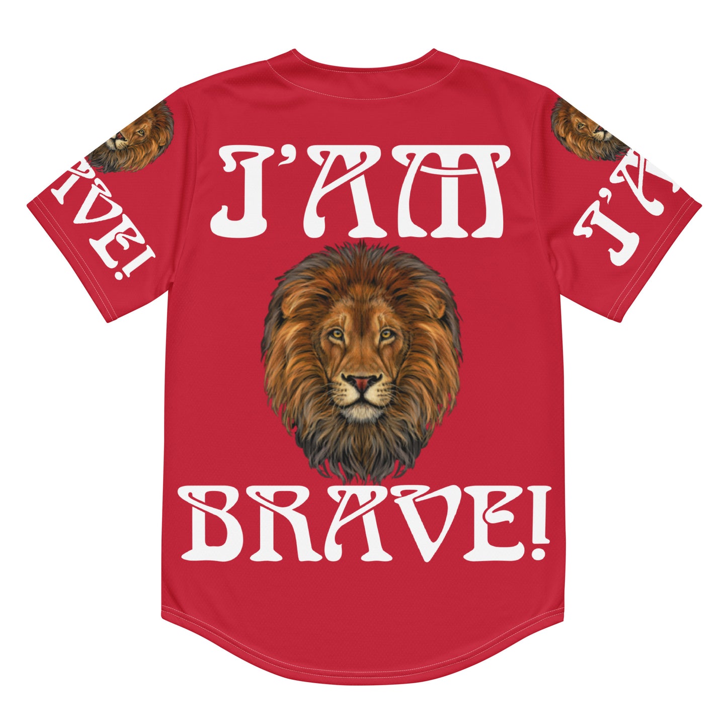 “I’AM BRAVE!” Red Unisex Baseball Jersey W/White Font