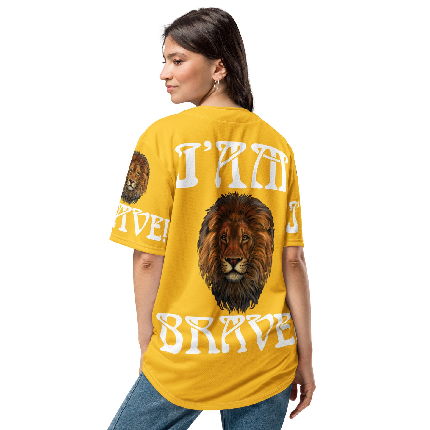 I’AM BRAVE!” Yellow Unisex Baseball Jersey W/White Font