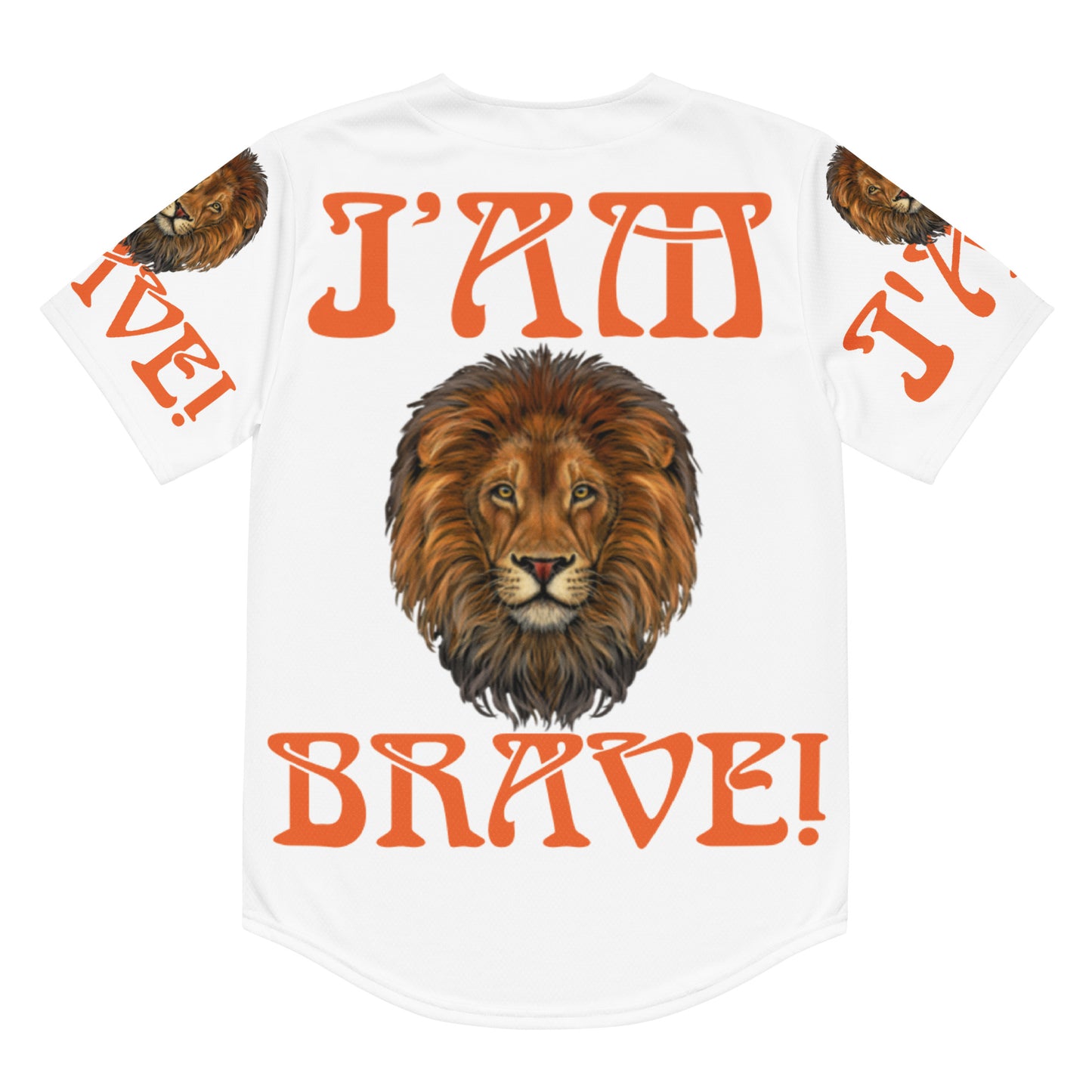 "I'AM BRAVE! White Unisex  Baseball Jersey W/Orange Font