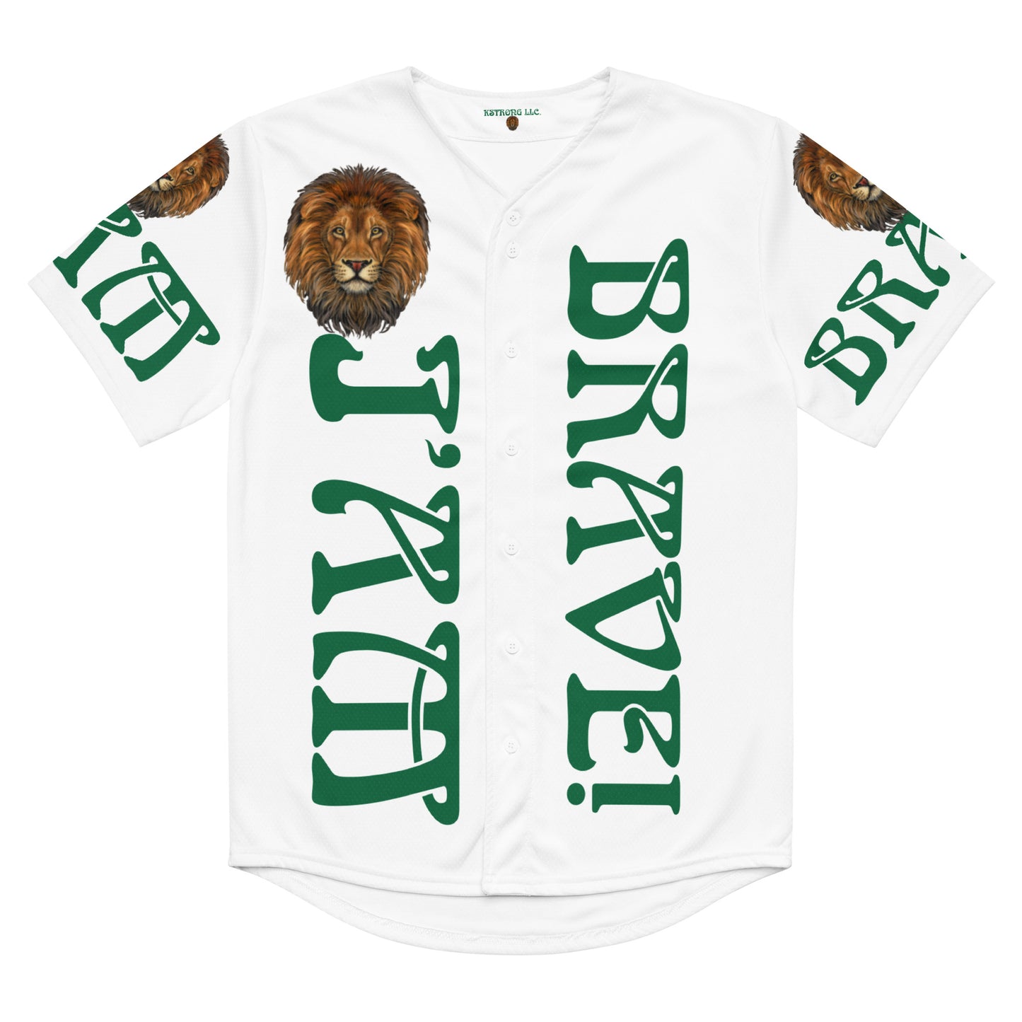 “I’AM BRAVE!” White Unisex Baseball Jersey W/Green Font