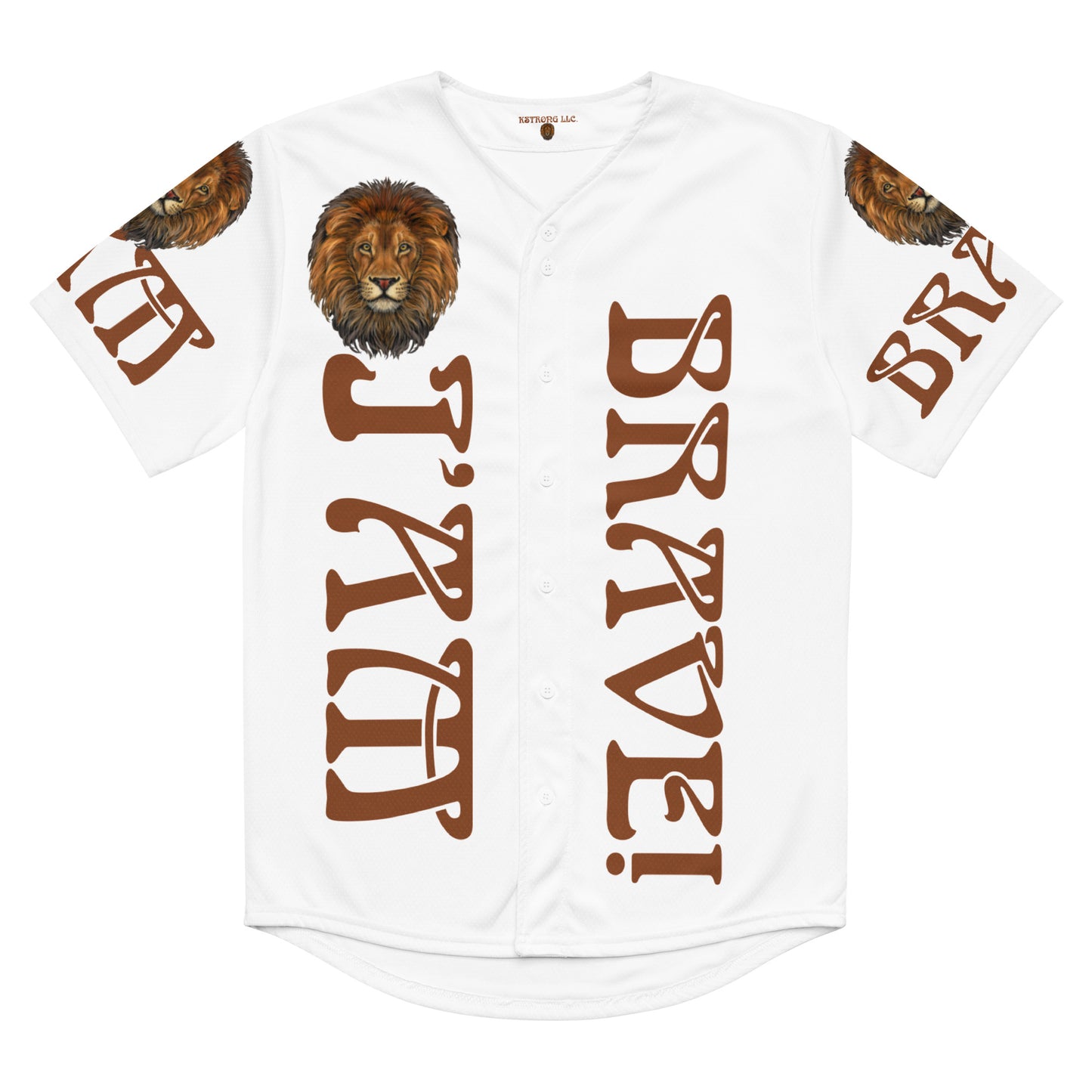 “I’AM BRAVE!” White Unisex Baseball Jersey W/Brown Font