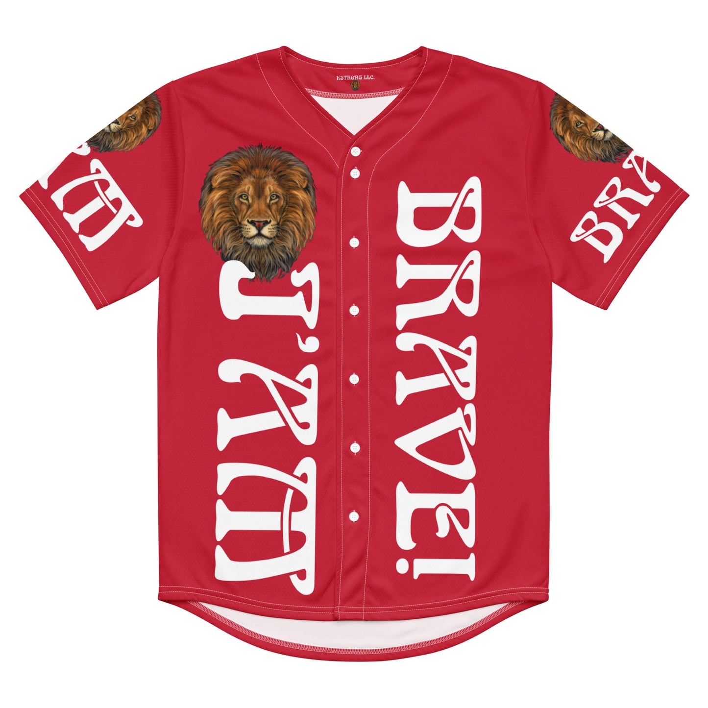 “I’AM BRAVE!” Red Unisex Baseball Jersey W/White Font