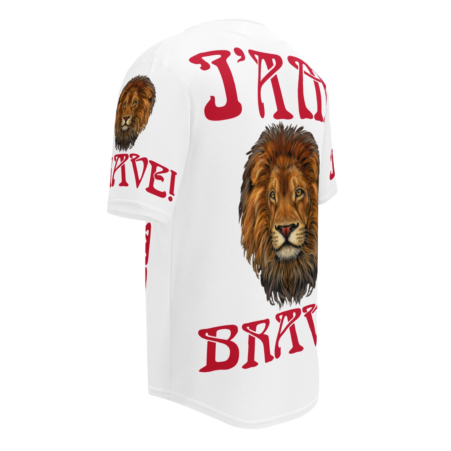 “I’AM BRAVE!” White Unisex Baseball Jersey W/Red Font