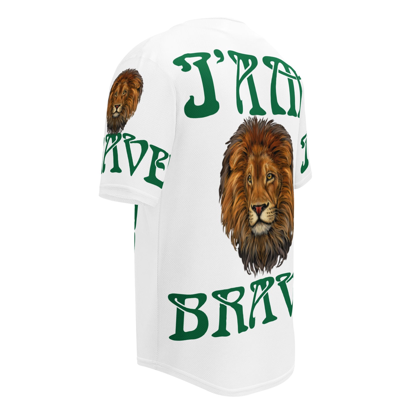 “I’AM BRAVE!” White Unisex Baseball Jersey W/Green Font