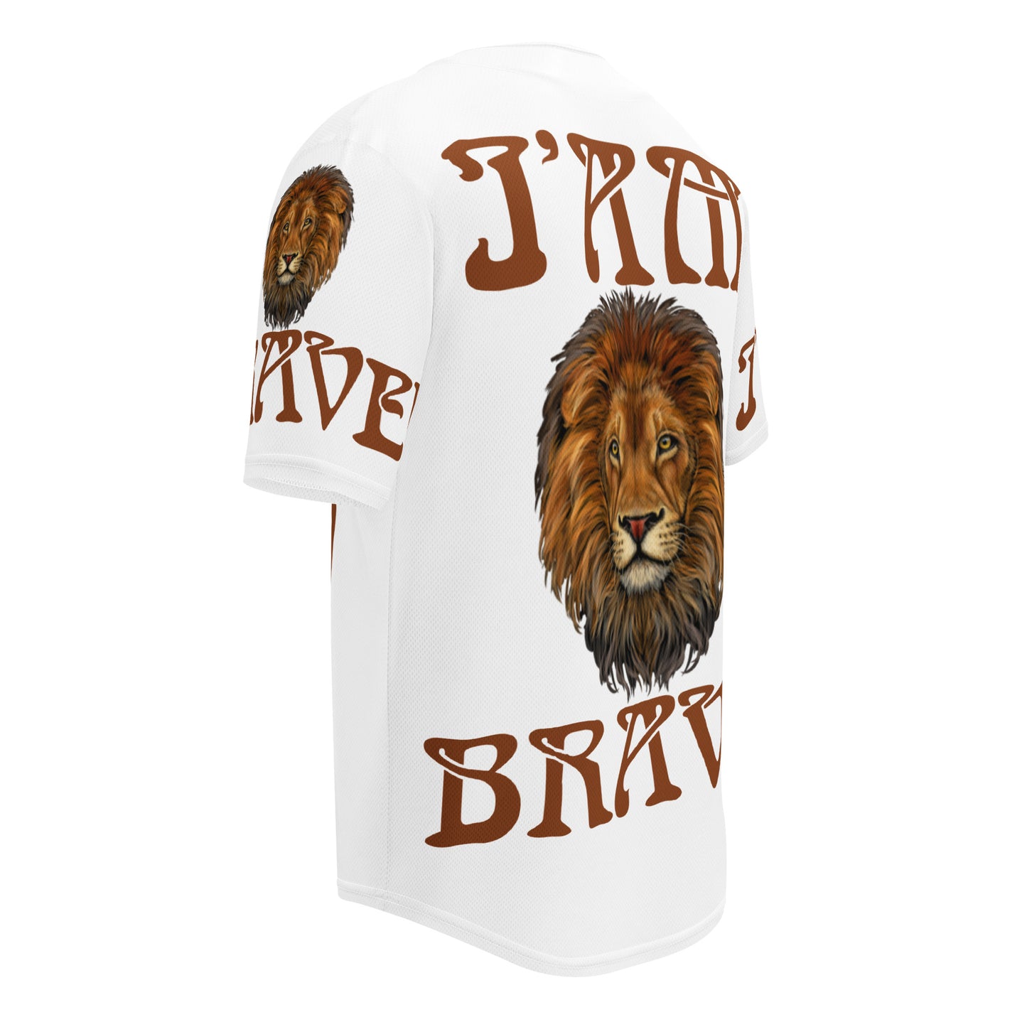 “I’AM BRAVE!” White Unisex Baseball Jersey W/Brown Font