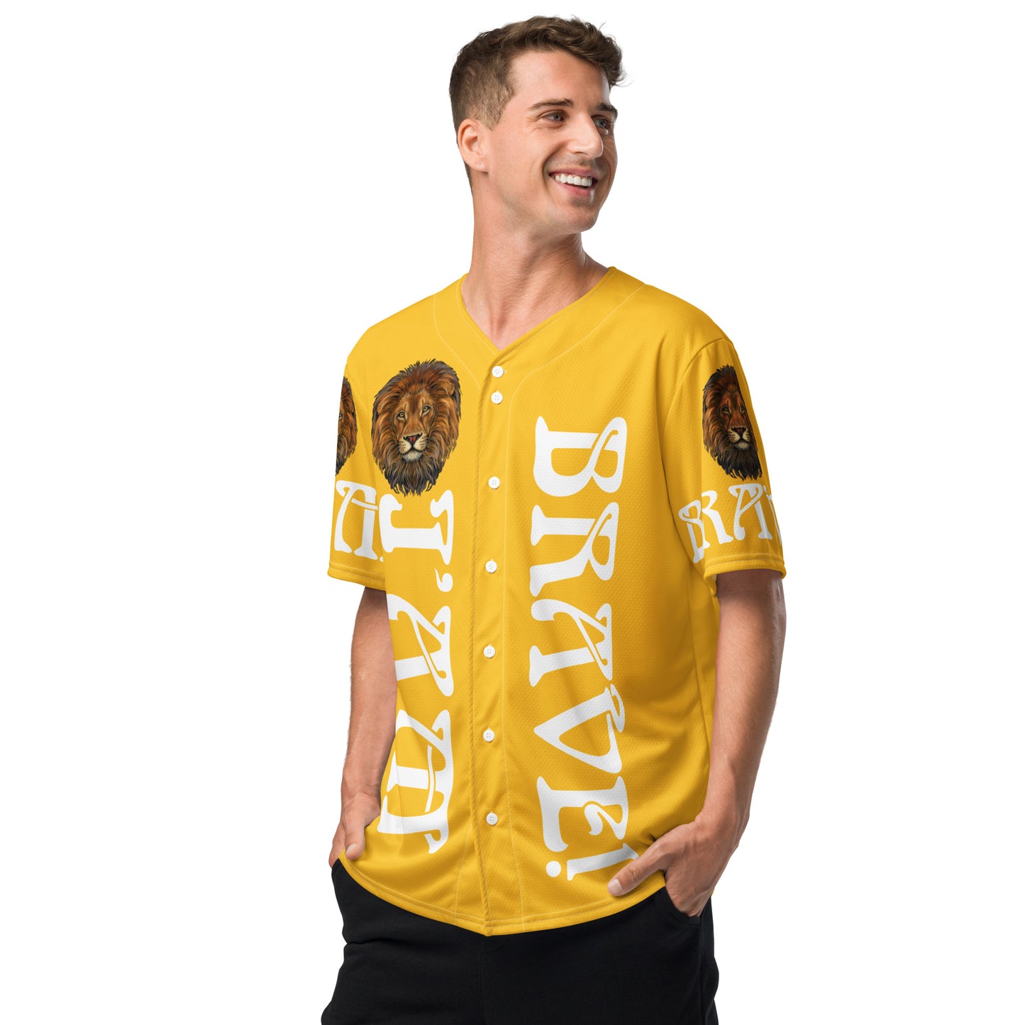 I’AM BRAVE!” Yellow Unisex Baseball Jersey W/White Font