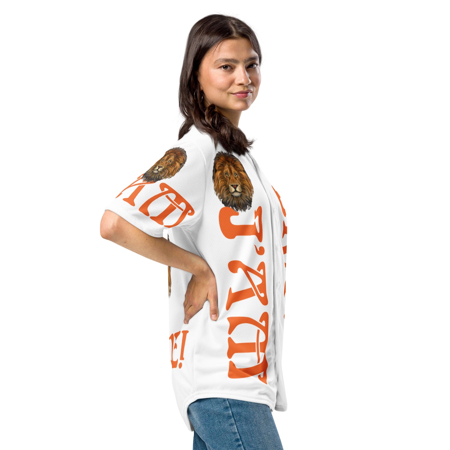 "I'AM BRAVE! White Unisex  Baseball Jersey W/Orange Font