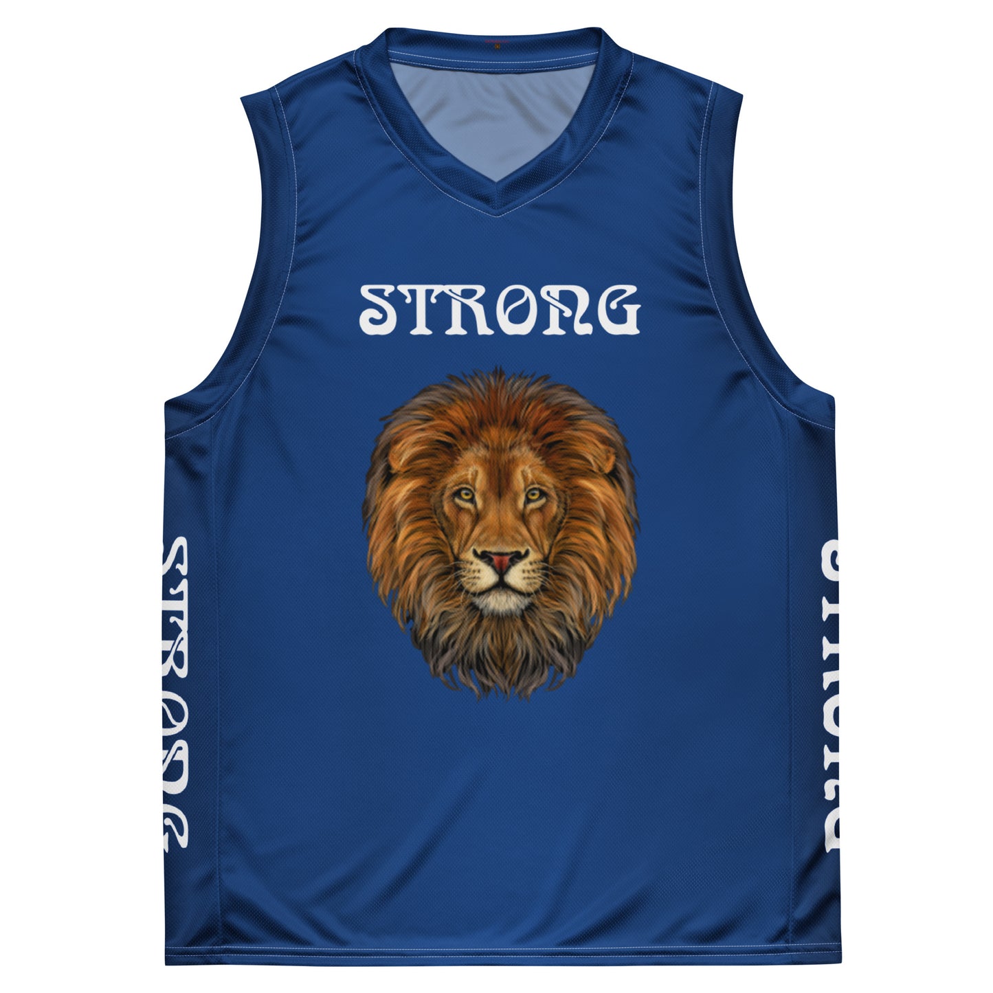 “STRONG”Blue Unisex Basketball Jersey W/White Font