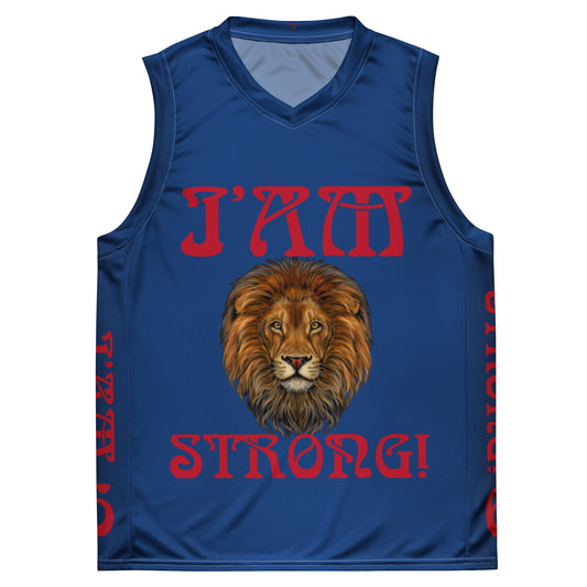 I’AM STRONG!”#6 Blue Unisex Basketball Jersey W/Red Font