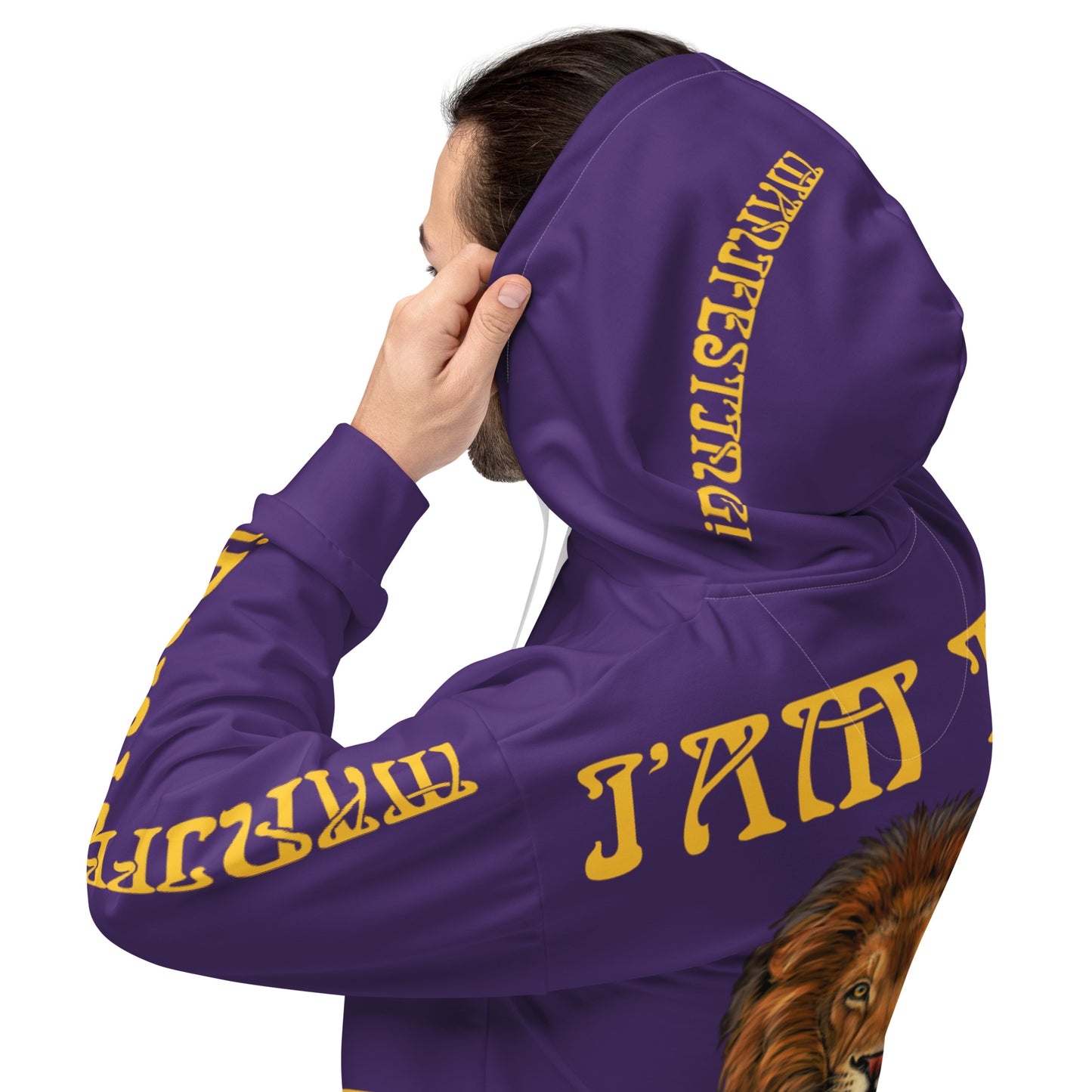 “I’AM THE MANIFESTATION!”Purple Unisex Hoodie W/Yellow Font