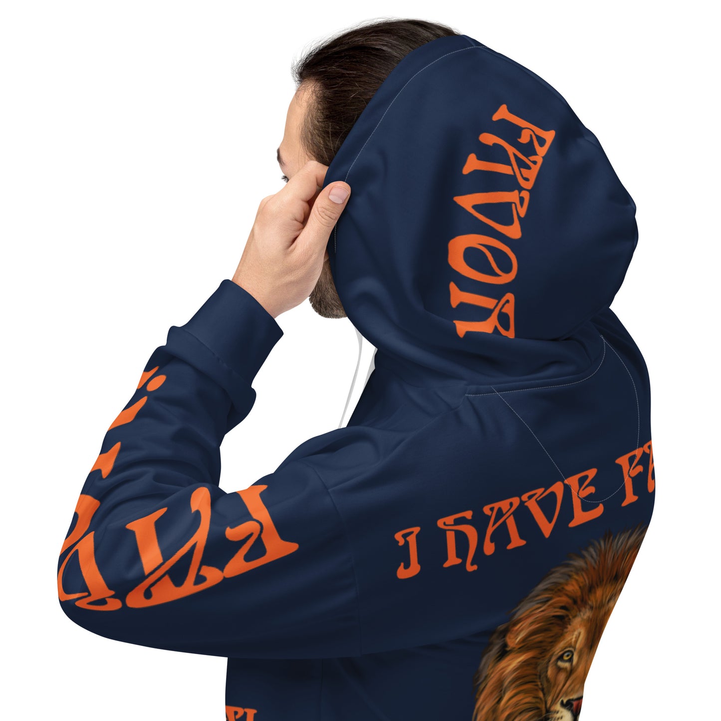 “I HAVE FAVOR IN THE STORM!”Navy Unisex Hoodie W/Orange Font