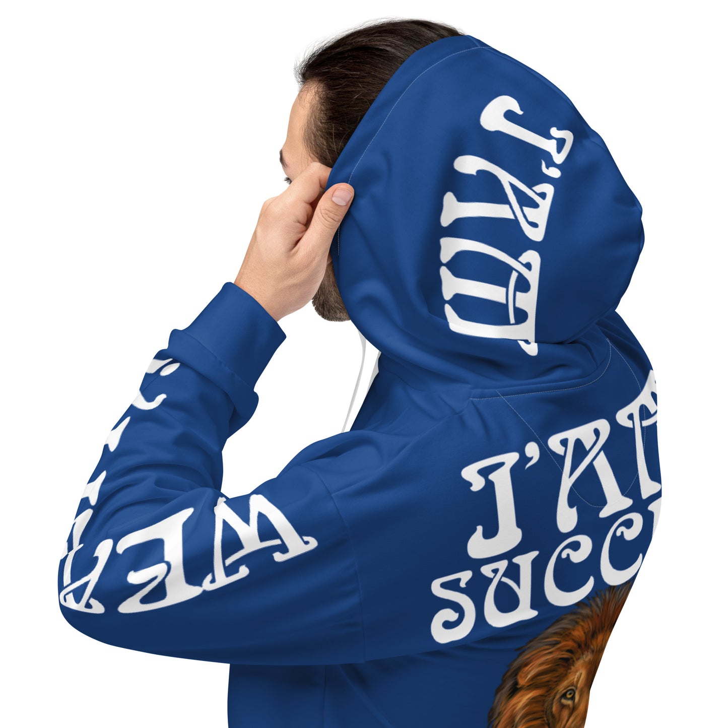 “I’AM SUCCESS&WEALTH!”Blue Unisex Hoodie W/White Font