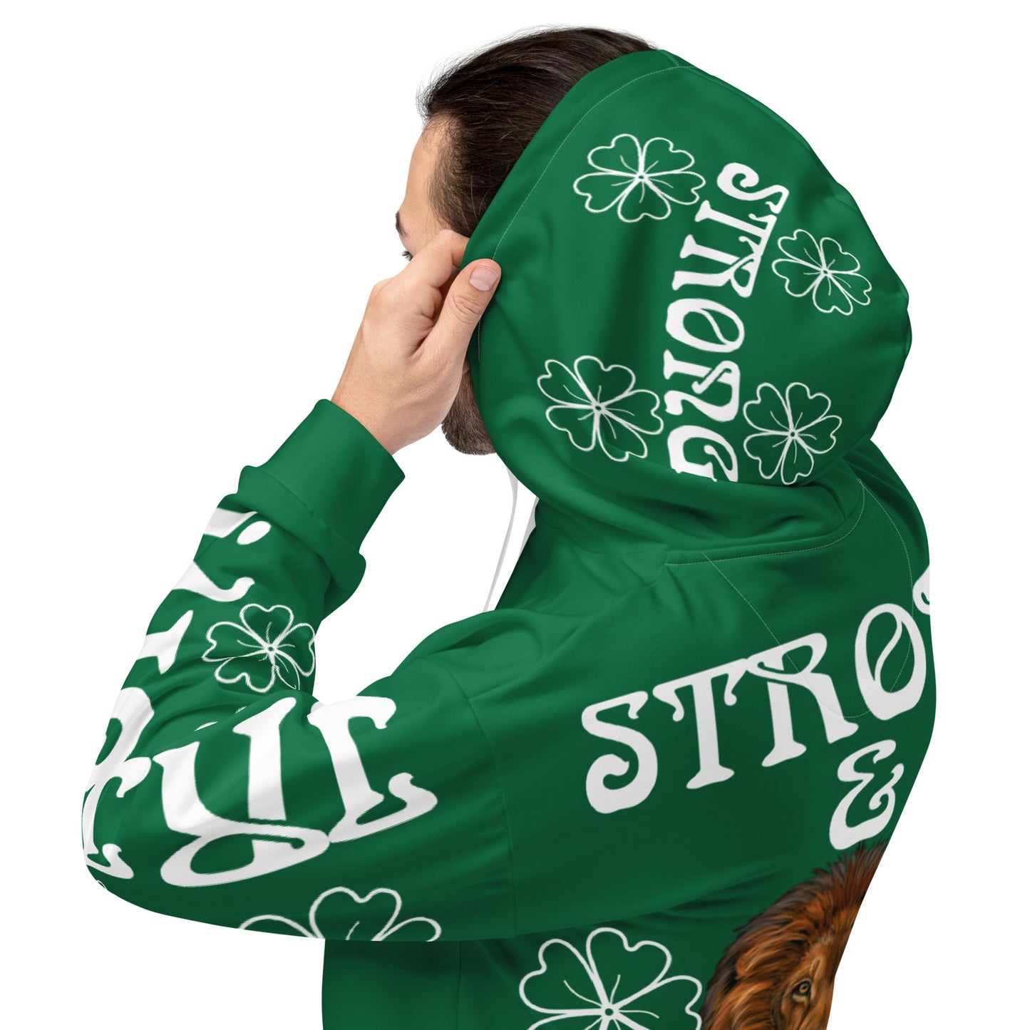 “STRONG&IRISH!”Green Unisex Hoodie W/White Font