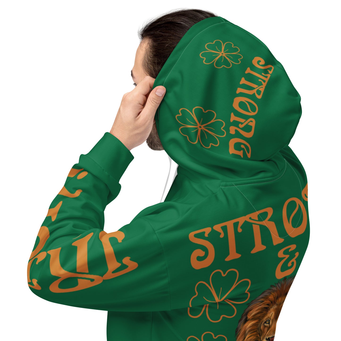 “STRONG & IRISH!”Green Unisex Hoodie W/Bronze Font