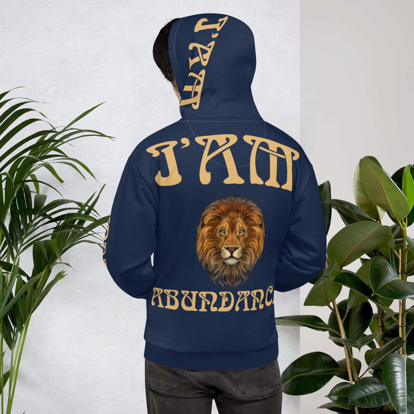 “I’AM ABUNDANCE!"Navy Unisex Hoodie W/Fawn Font