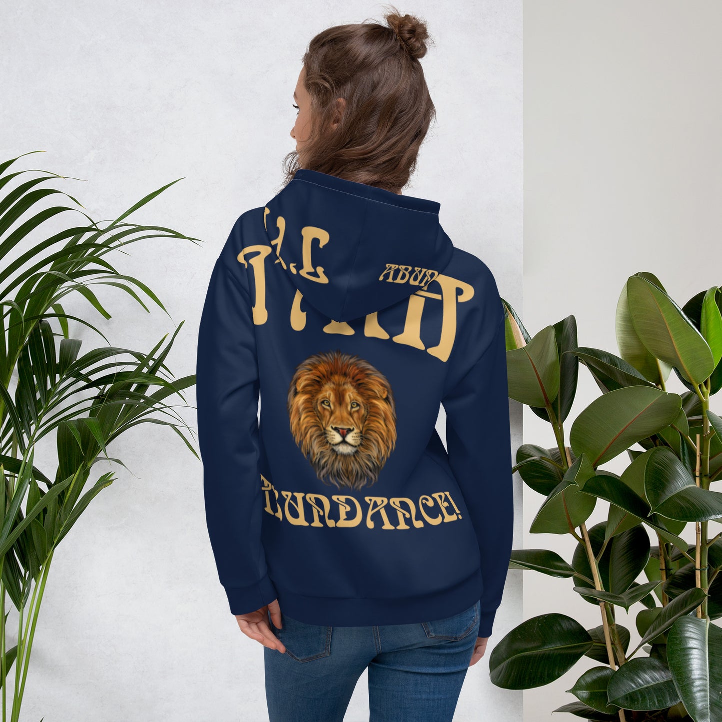 “I’AM ABUNDANCE!"Navy Unisex Hoodie W/Fawn Font