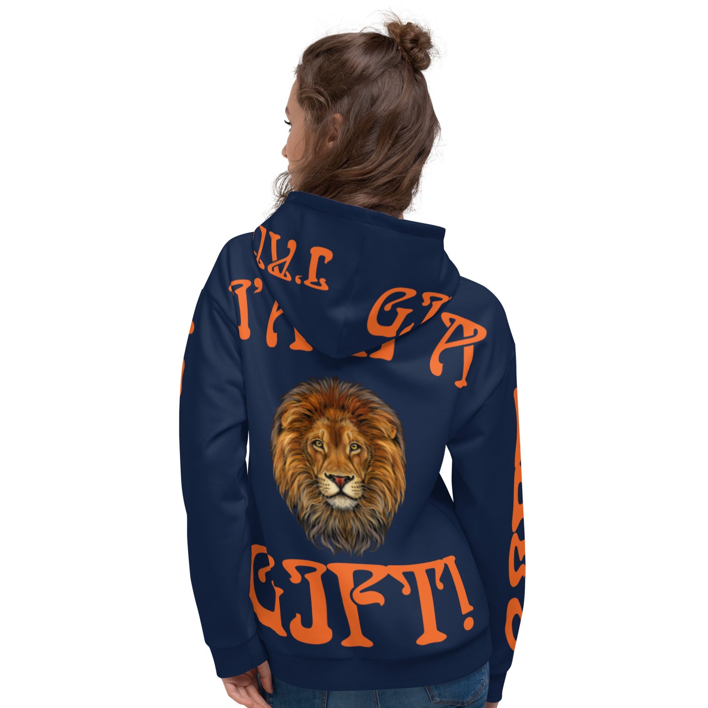 “I’AM A GIFT!"Navy Unisex Hoodie W/Orange Font