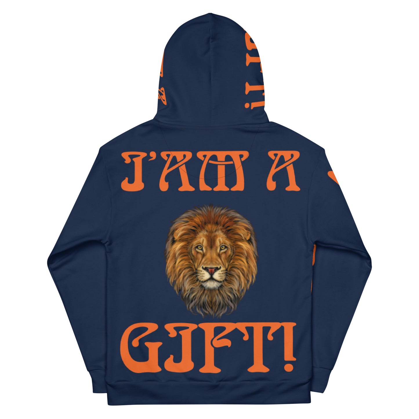 “I’AM A GIFT!"Navy Unisex Hoodie W/Orange Font