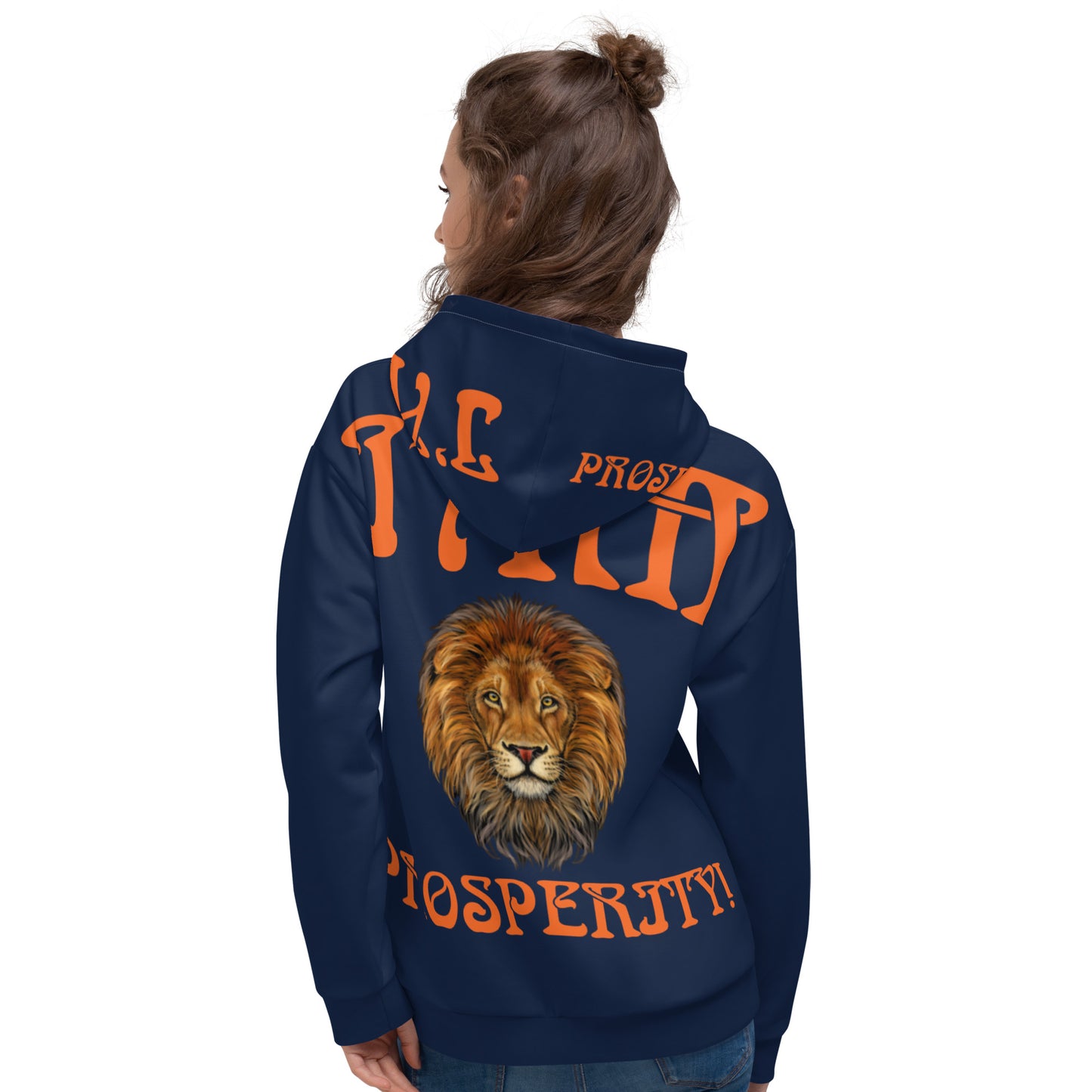 “I’AM PROSPERITY!"Navy Unisex Hoodie W/Orange Font