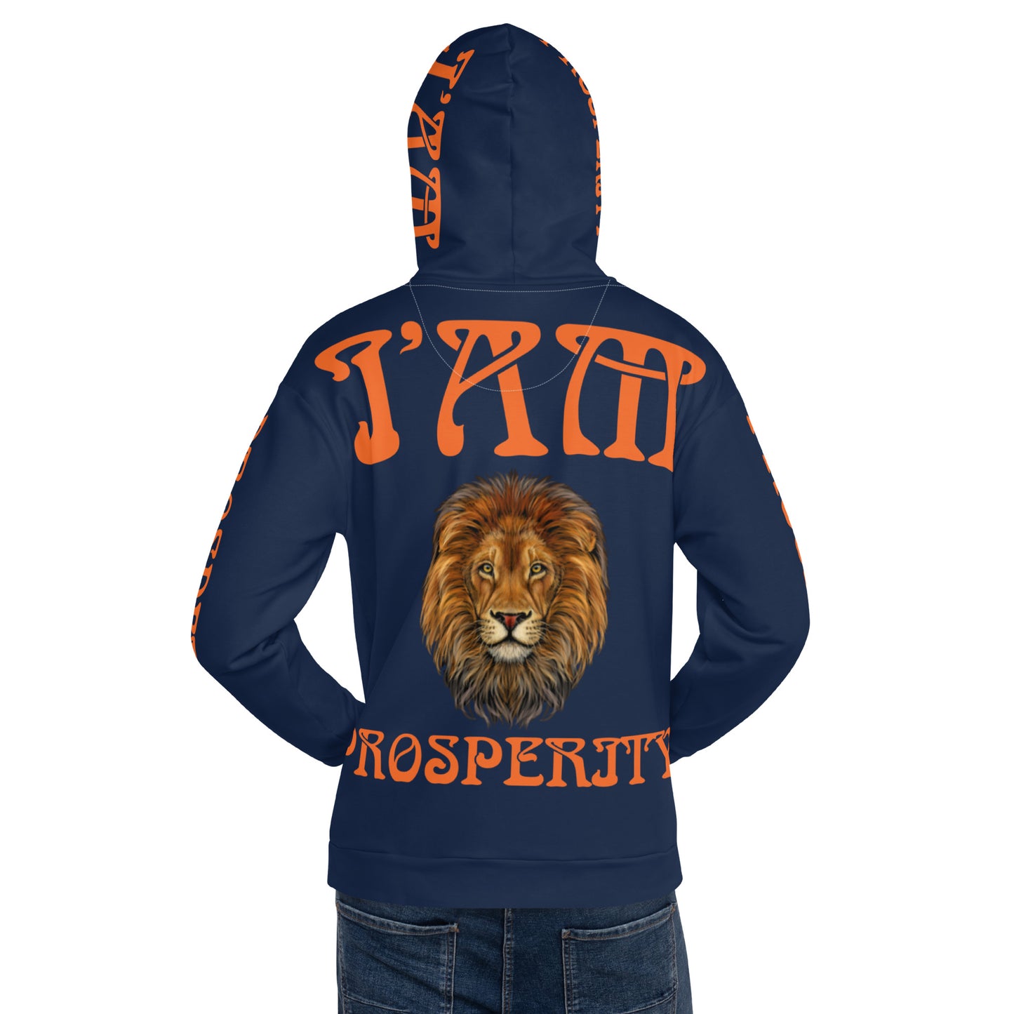 “I’AM PROSPERITY!"Navy Unisex Hoodie W/Orange Font