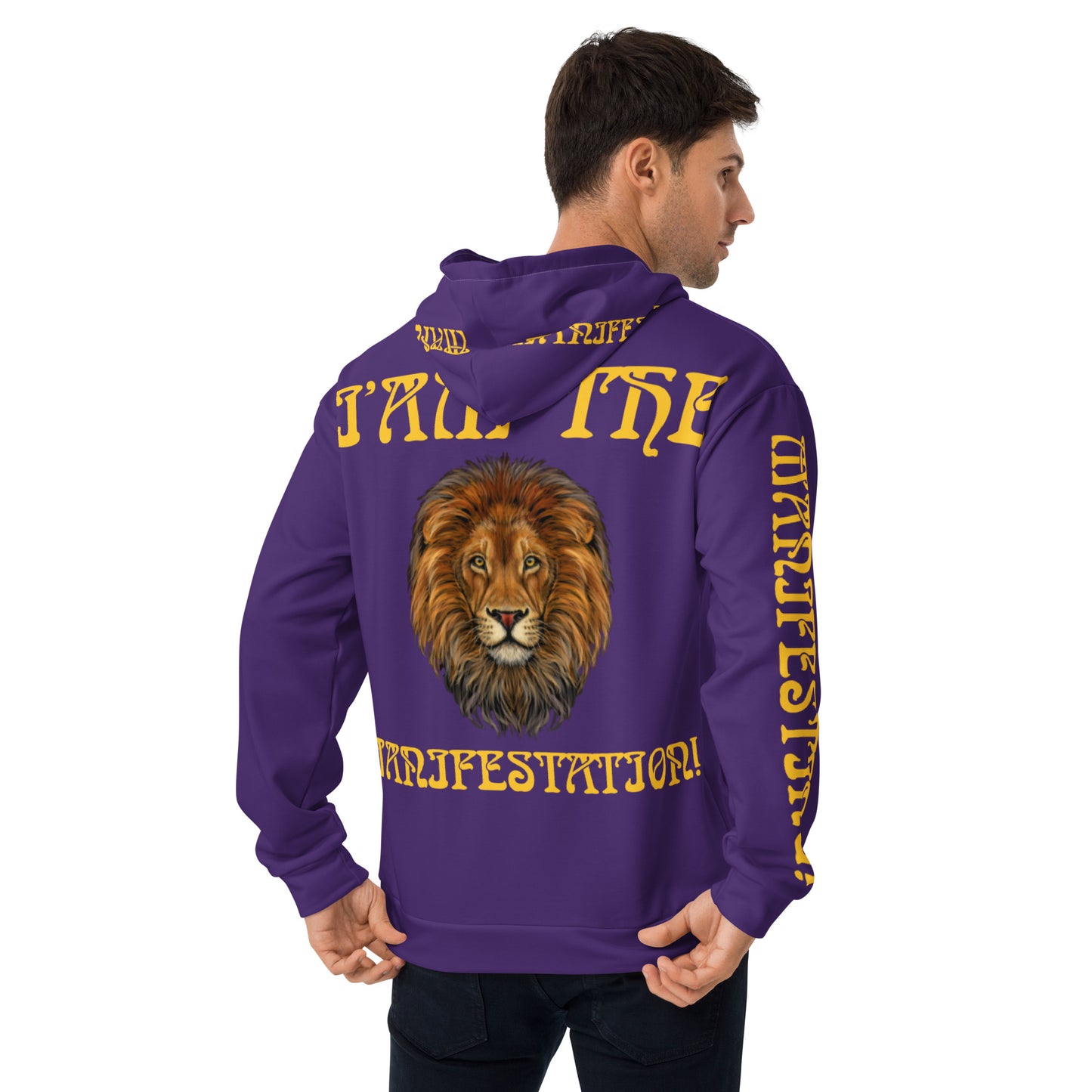 “I’AM THE MANIFESTATION!”Purple Unisex Hoodie W/Yellow Font