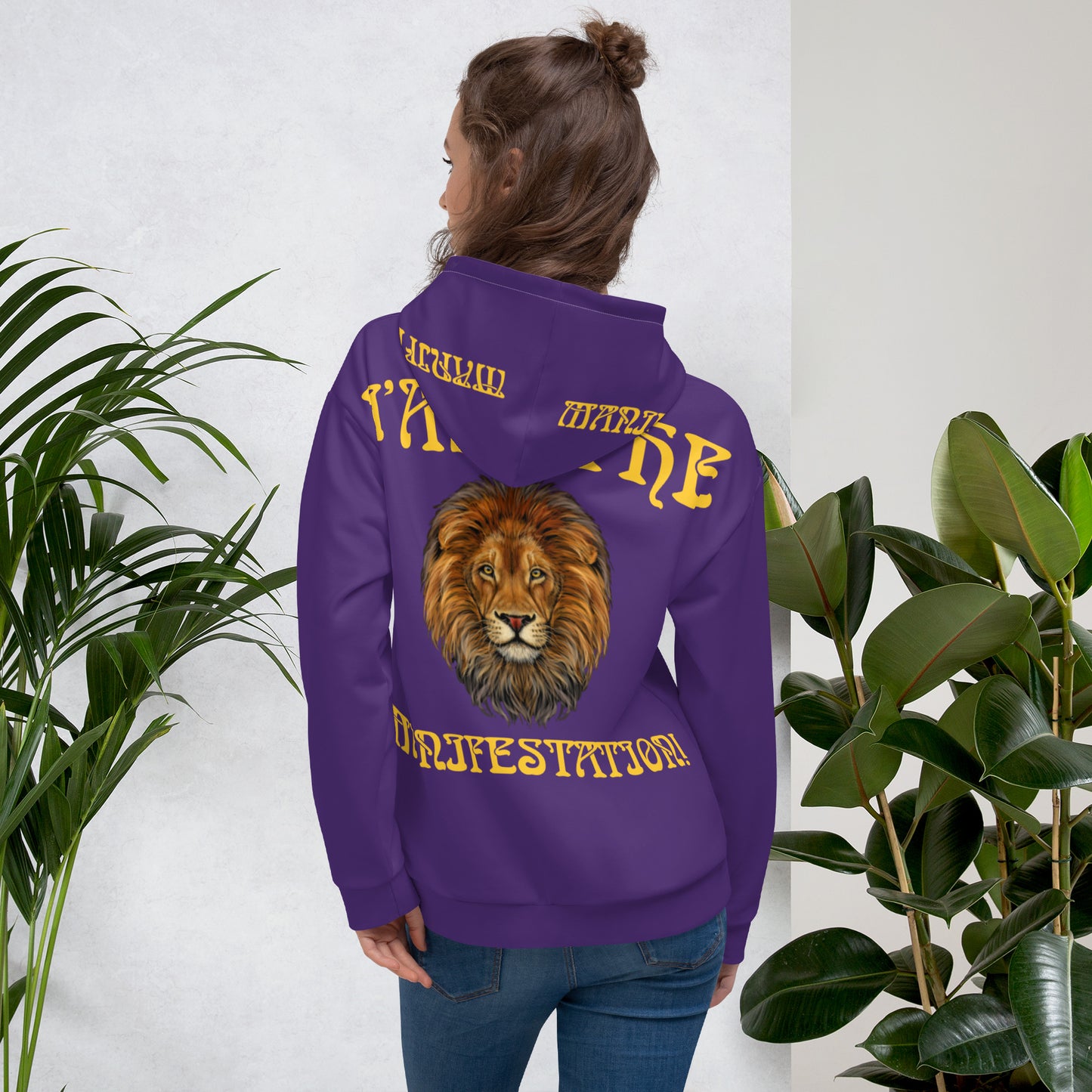 “I’AM THE MANIFESTATION!”Purple Unisex Hoodie W/Yellow Font