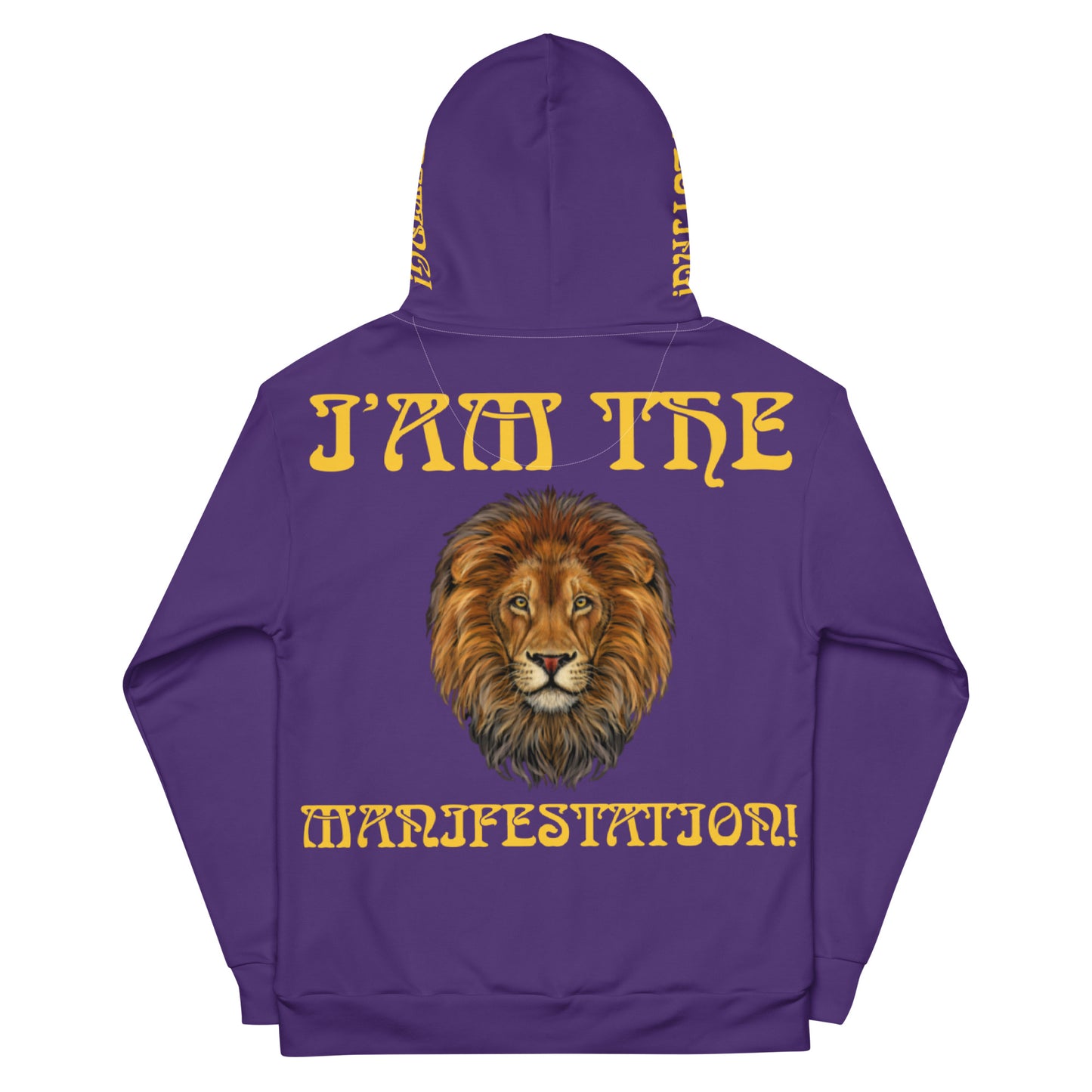 “I’AM THE MANIFESTATION!”Purple Unisex Hoodie W/Yellow Font