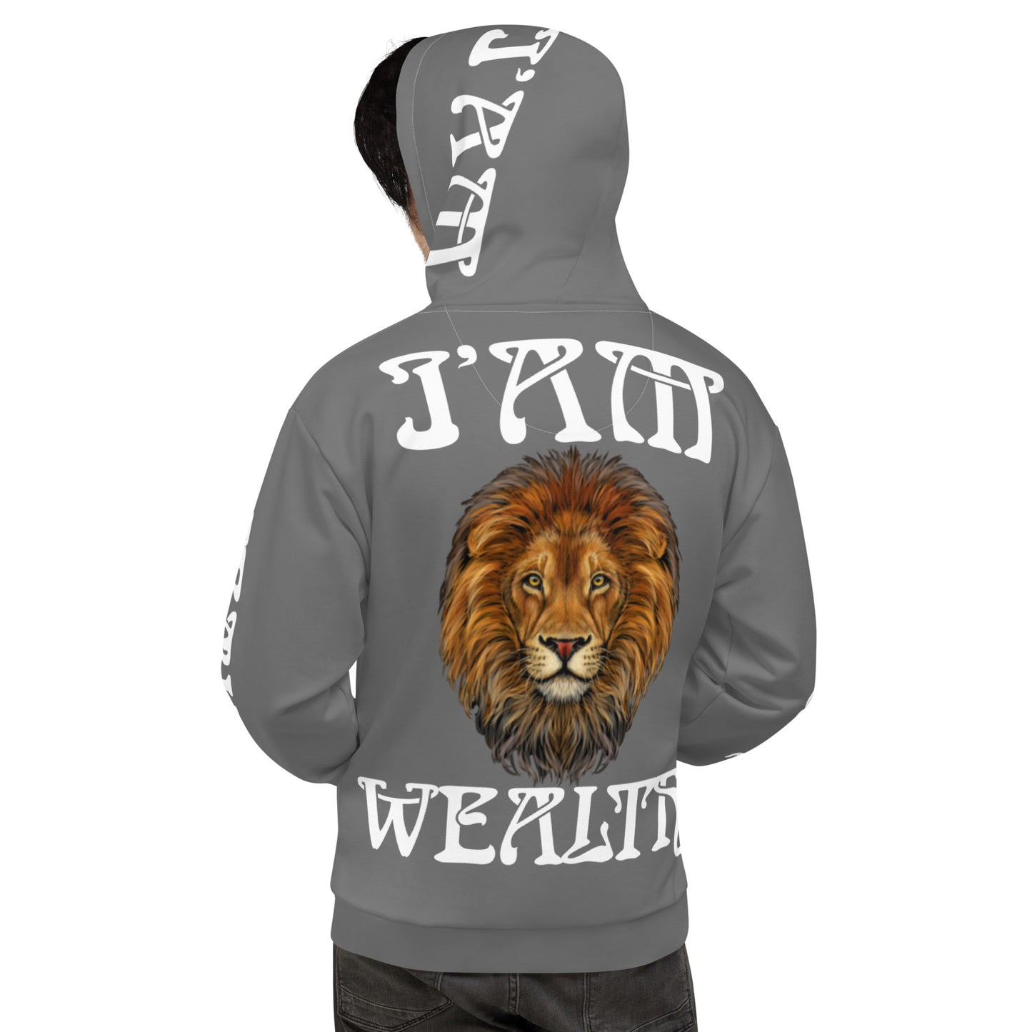 “I’AM SUCCESS,WEALTH!”Grey Unisex Hoodie W/White Font