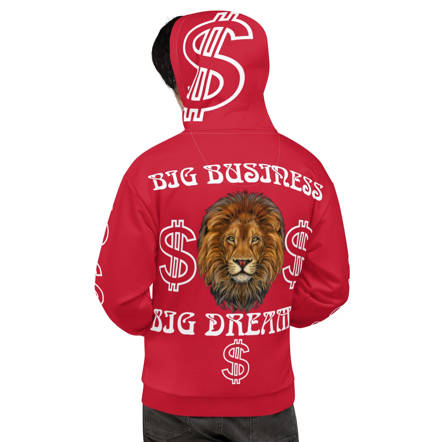 “BIG BUSINESS & BIG DREAMS!”Red Unisex Hoodie W/White Font