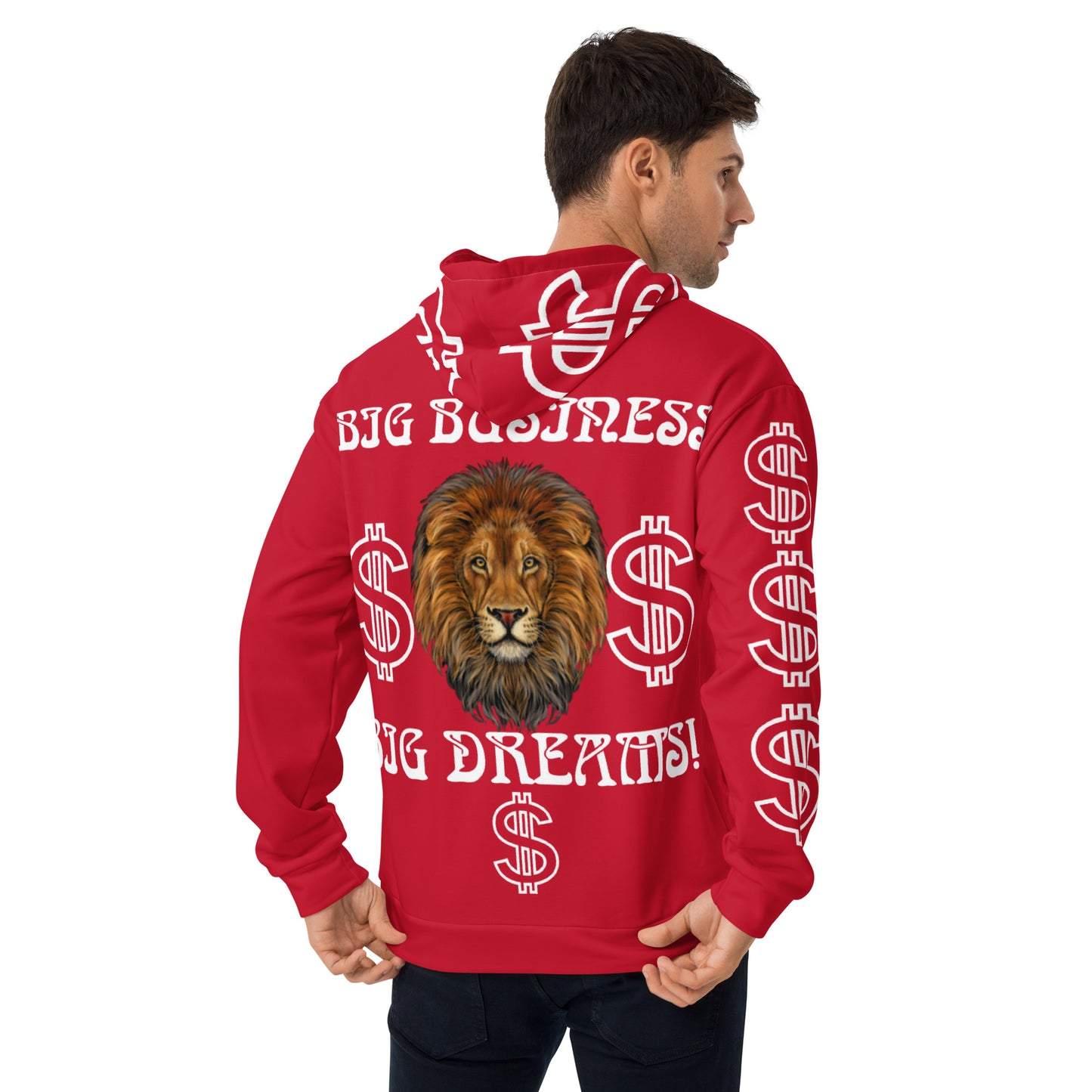 “BIG BUSINESS & BIG DREAMS!”Red Unisex Hoodie W/White Font